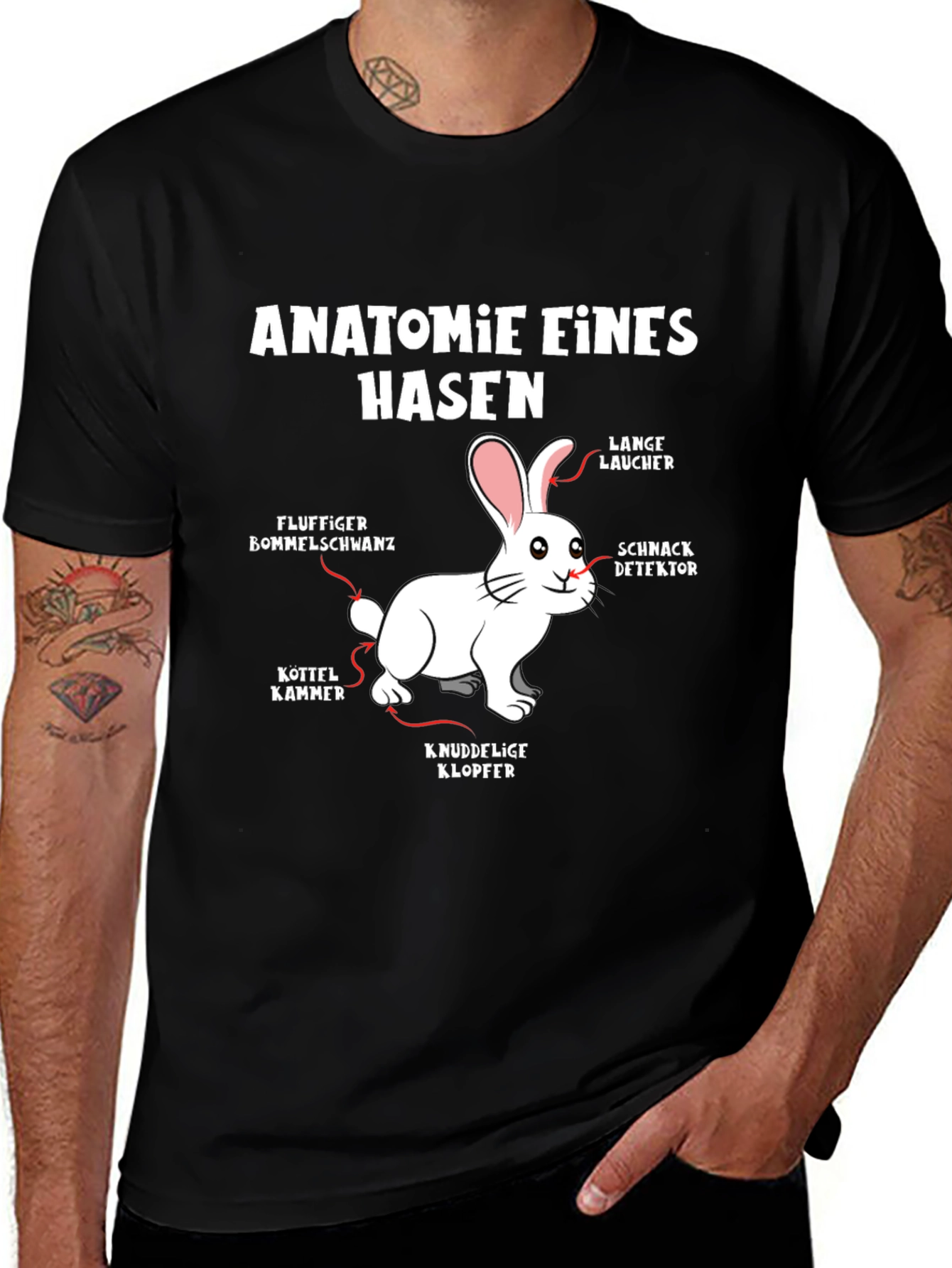 Anatomie Eines Hasen T-Shirt - Funny Rabbit Anatomy Tee