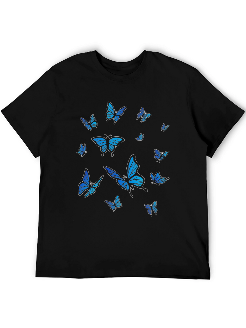 Butterfly Print Black T-Shirt