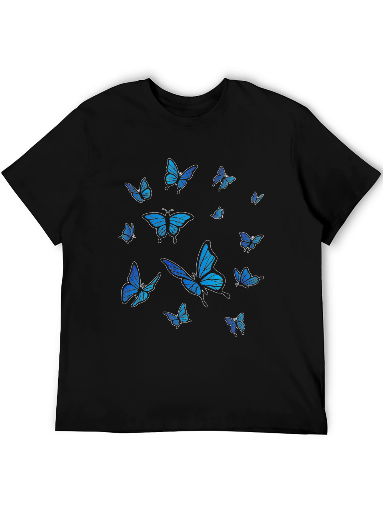 Butterfly Print Black T-Shirt