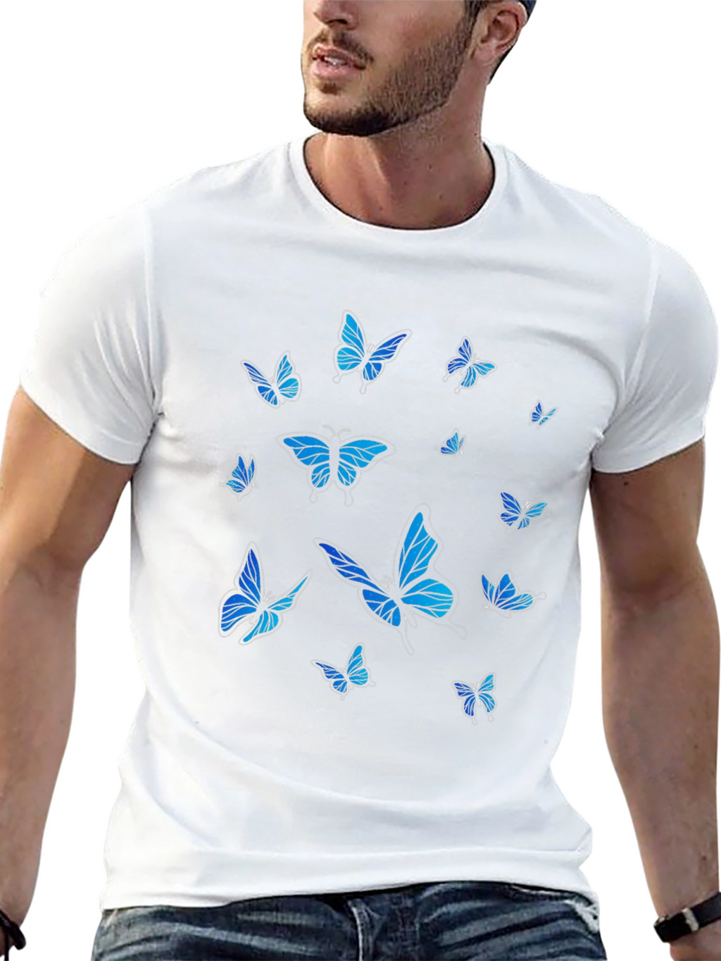 Butterfly Print Black T-Shirt