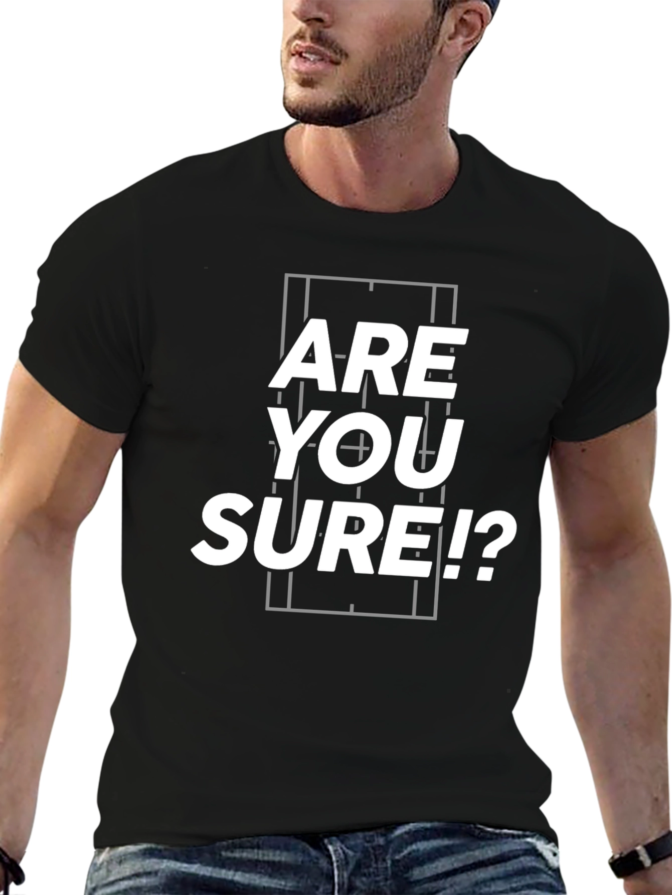Are You Sure!? Black Graphic Tee Shirt