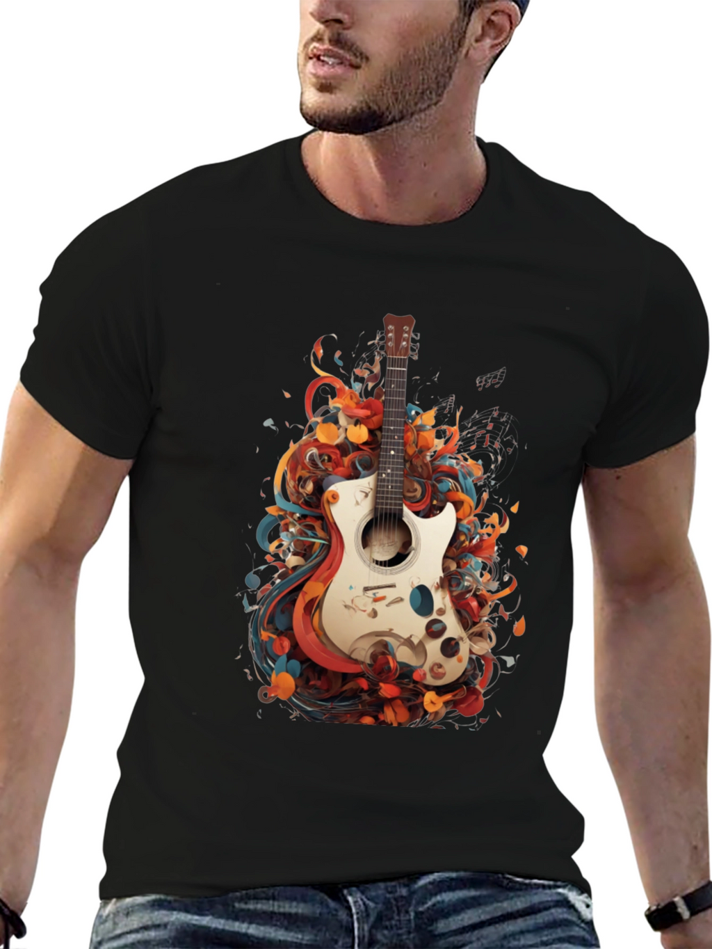 Abstract Guitar Graphic T-Shirt