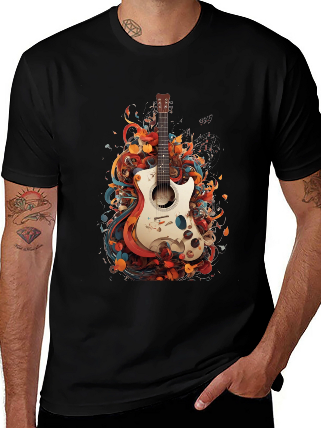 Abstract Guitar Graphic T-Shirt