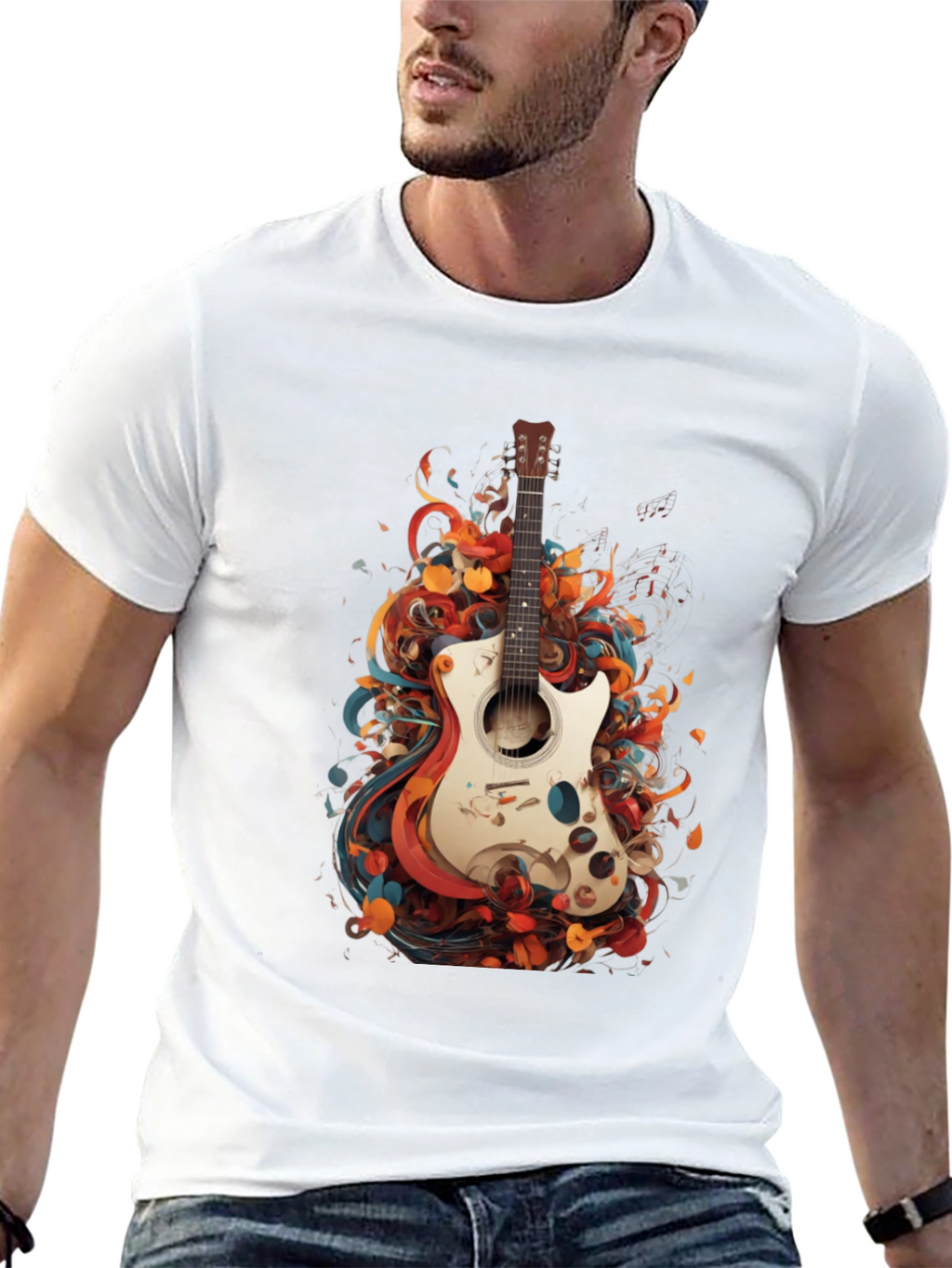 Abstract Guitar Graphic T-Shirt