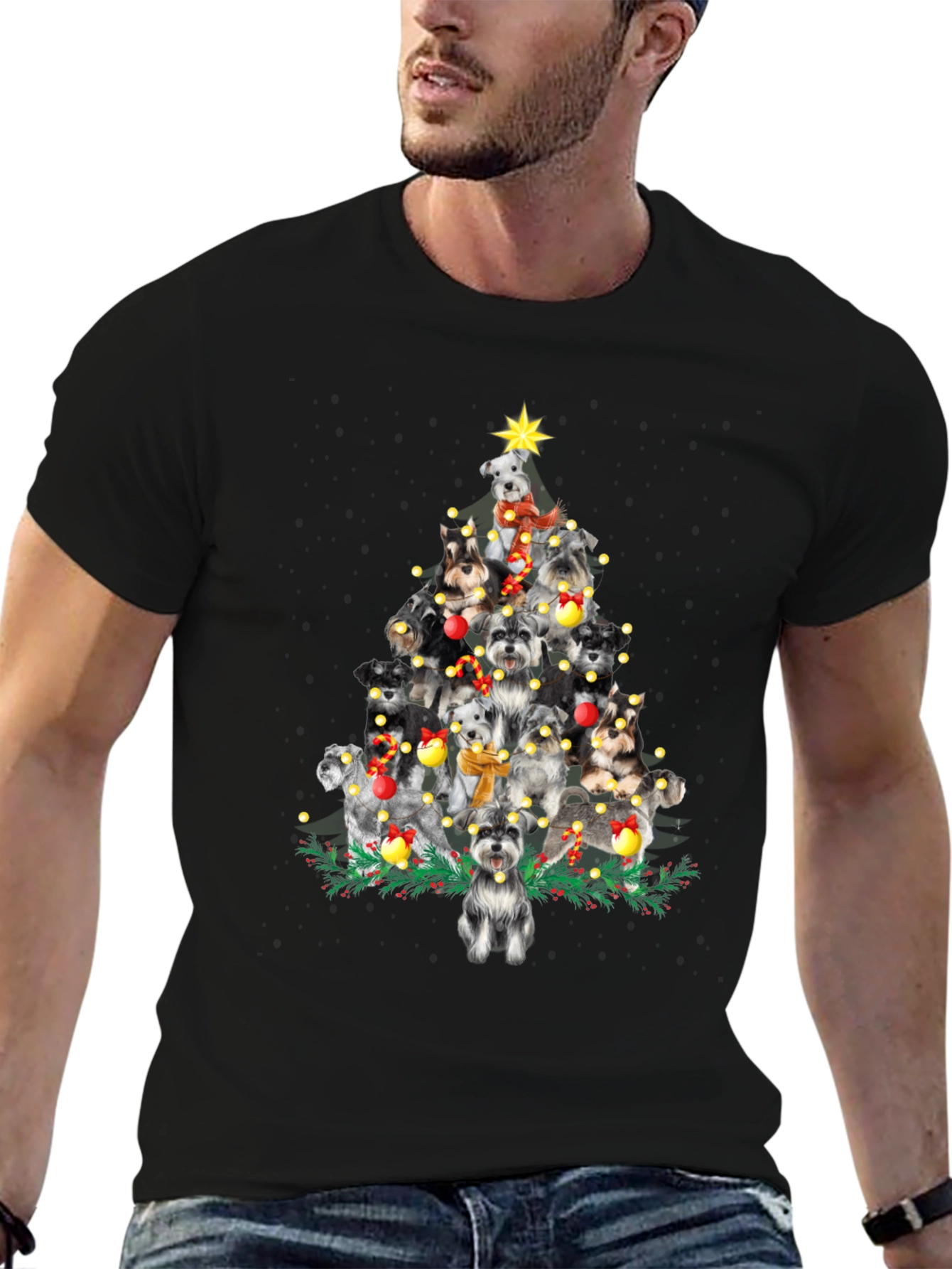 Schnauzer Christmas Tree T-Shirt - Holiday Dog Lover Tee