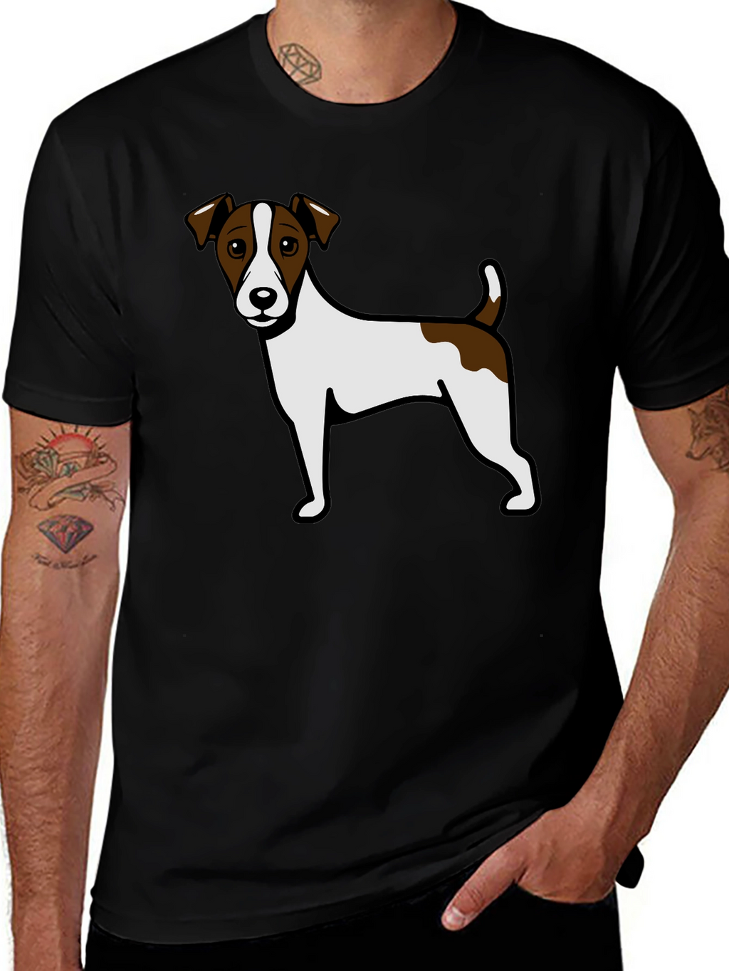 Jack Russell Terrier Graphic Tee - Black Cotton Blend