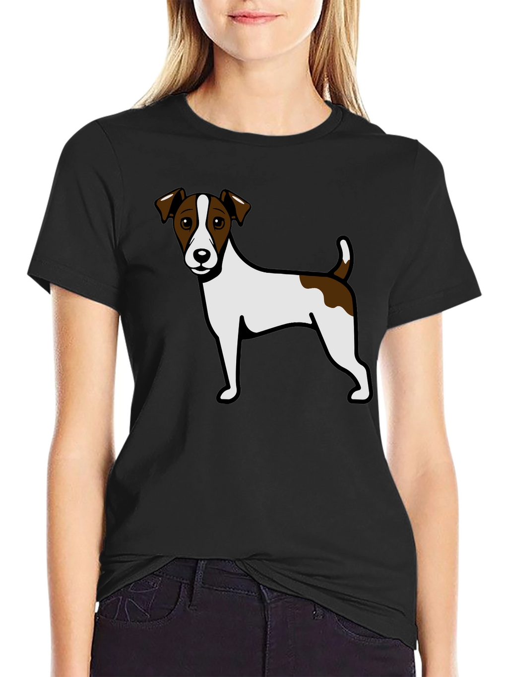 Jack Russell Terrier Graphic Tee - Black Cotton Blend