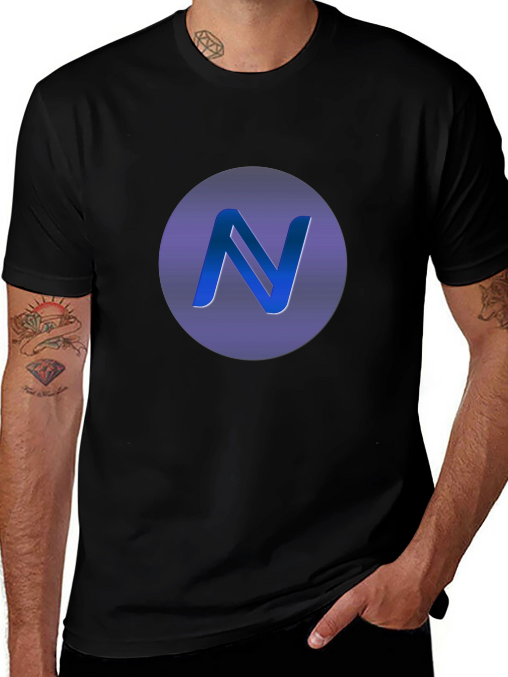 Stylish Black T-Shirt with Letter N Logo