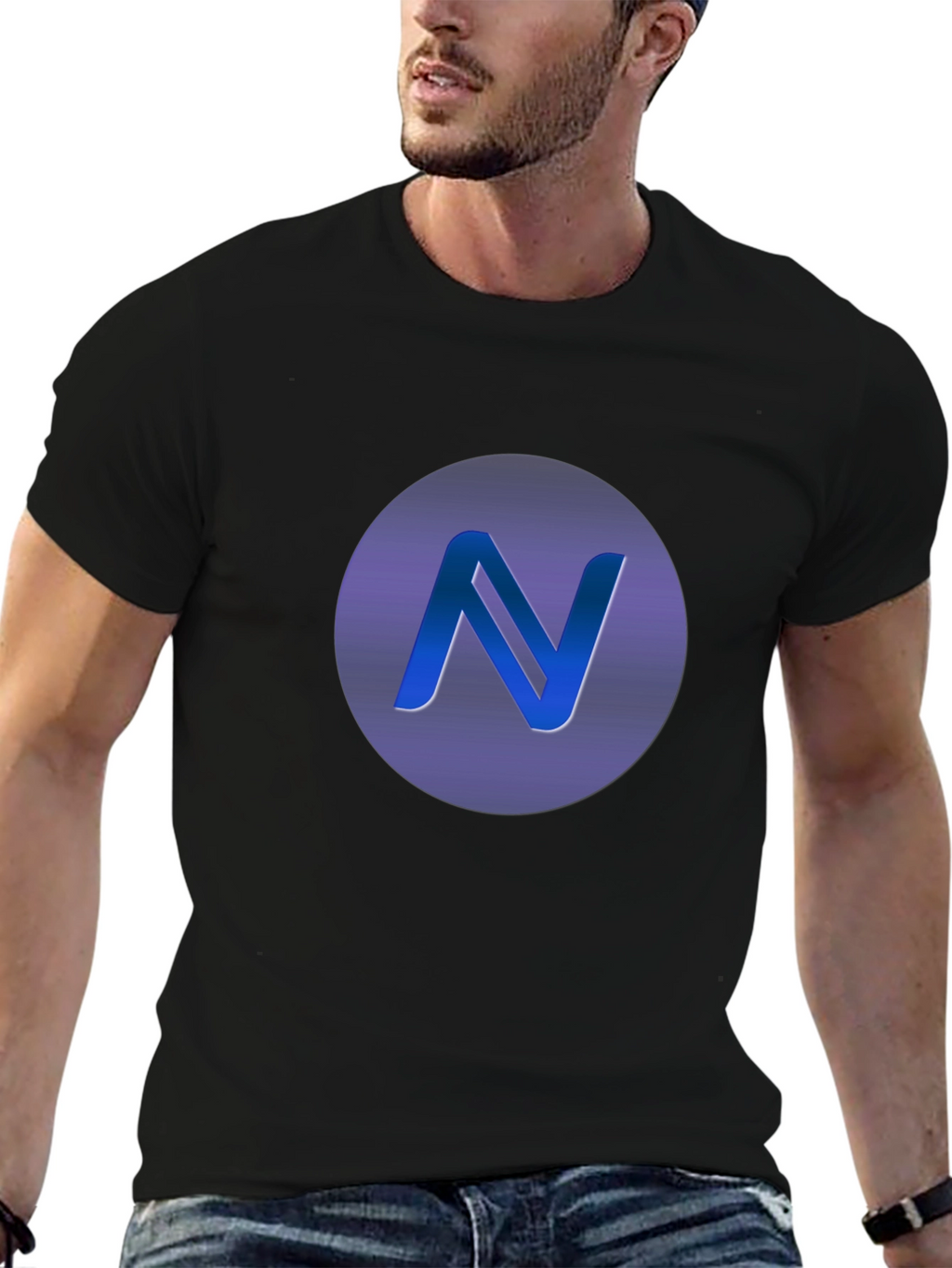 Stylish Black T-Shirt with Letter N Logo