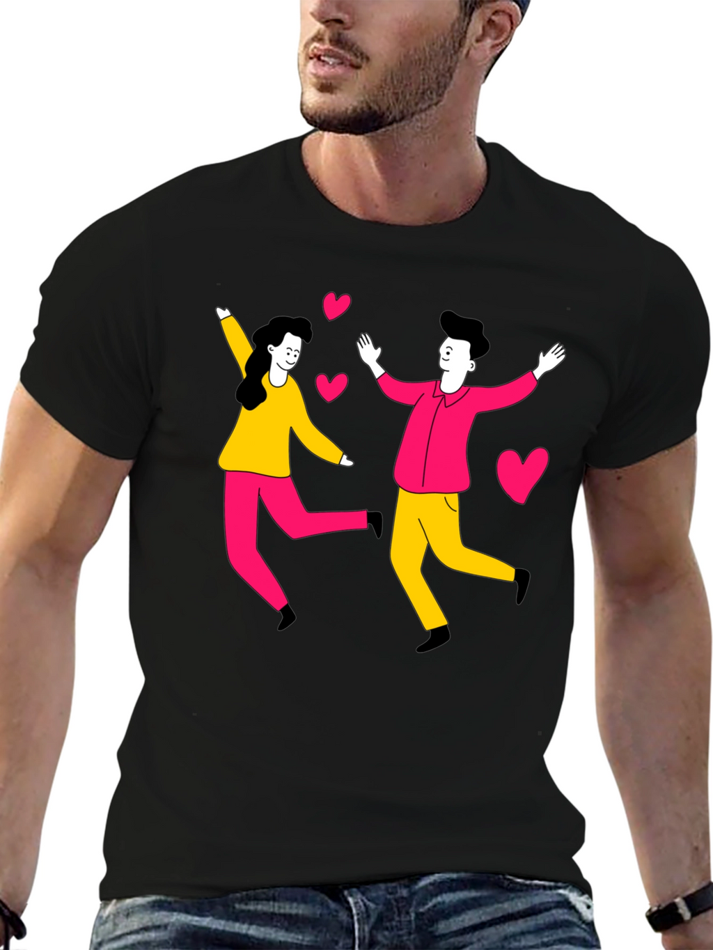 Couple Love Graphic Tee - Trendy Black Shirt