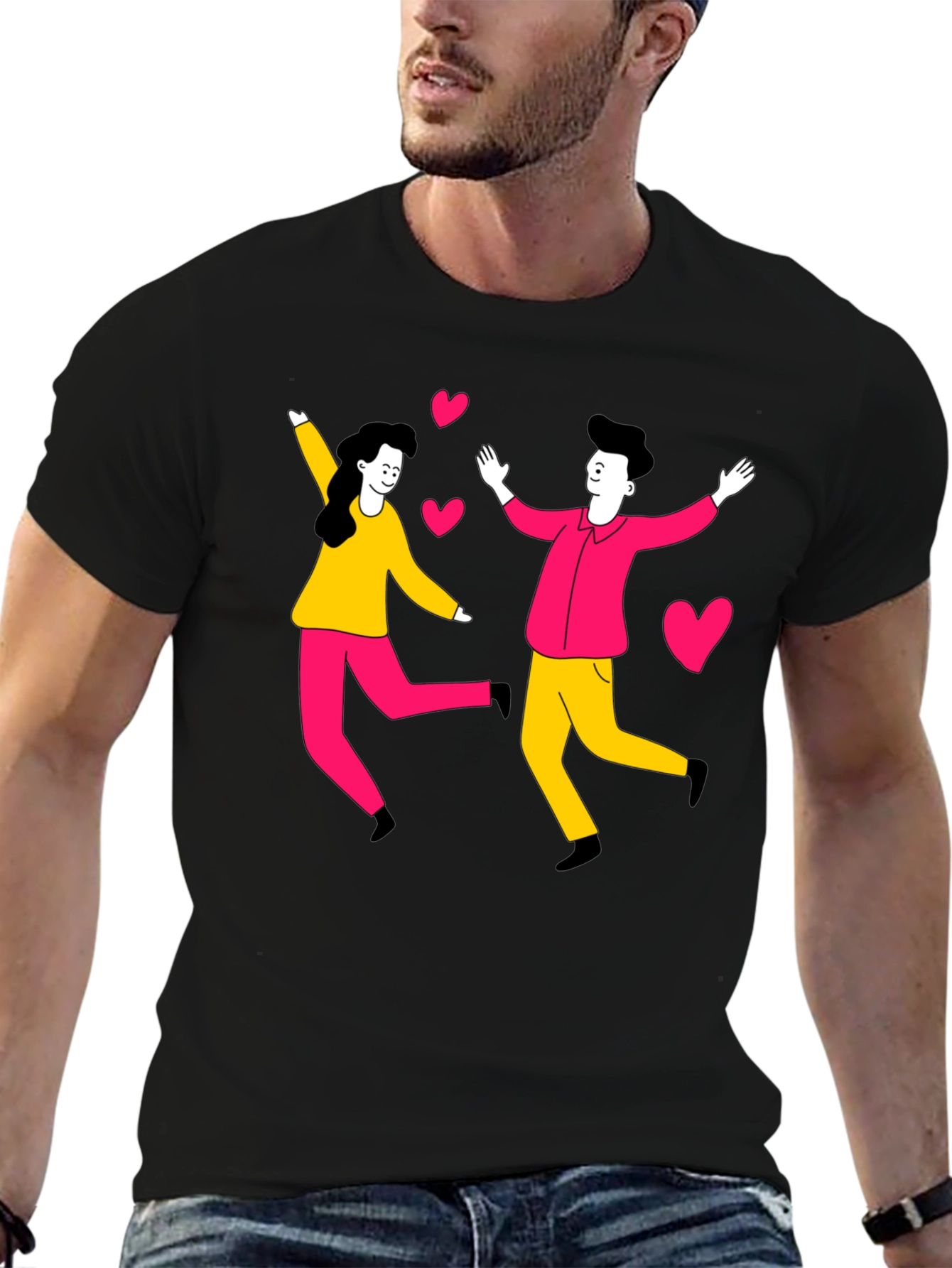 Couple Love Graphic Tee - Trendy Black Shirt