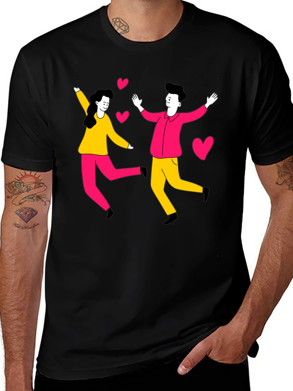Couple Love Graphic Tee - Trendy Black Shirt
