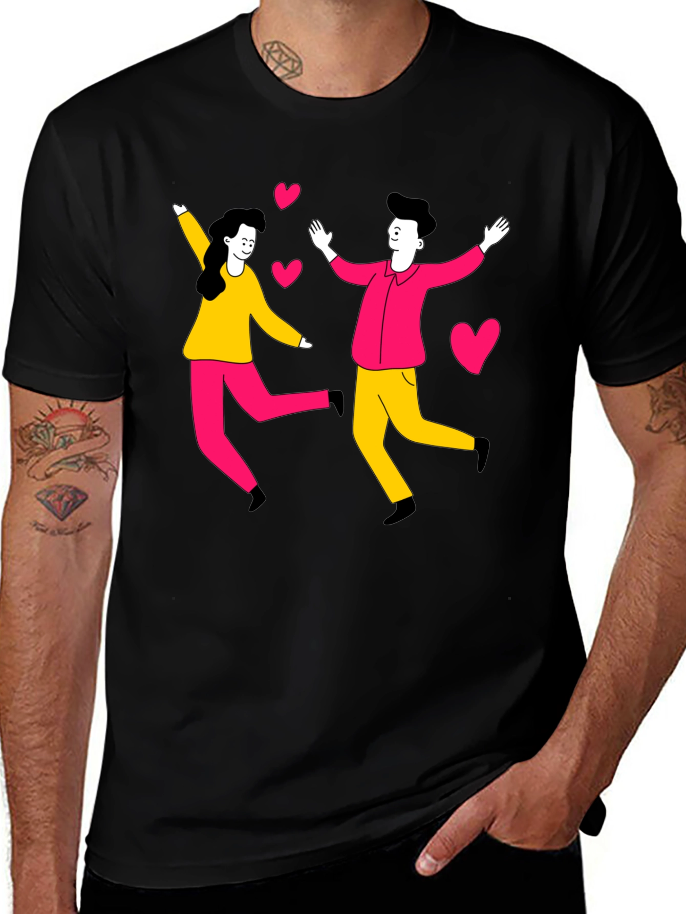 Couple Love Graphic Tee - Trendy Black Shirt