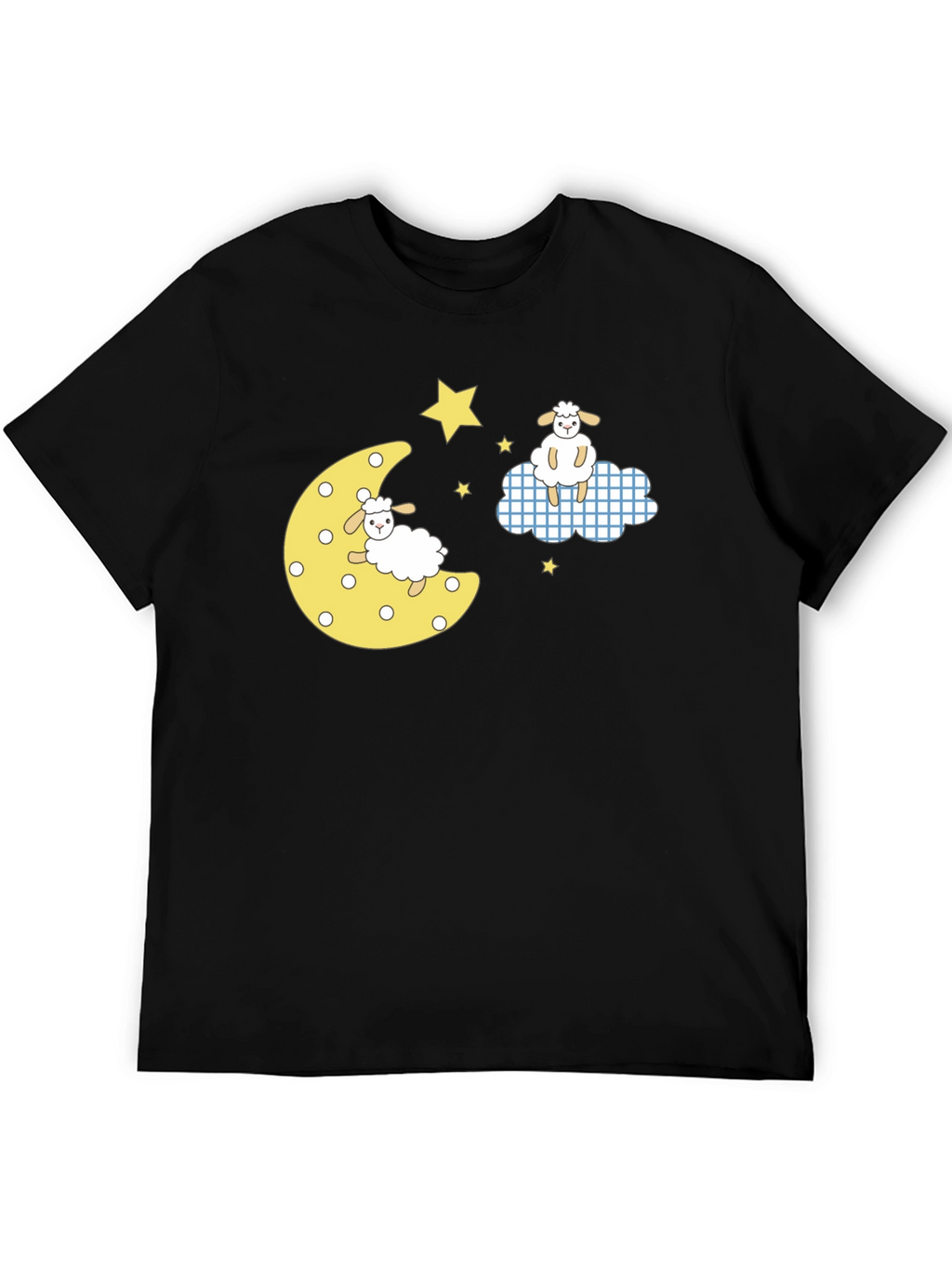 Dreamy Sheep Graphic Tee - Black Cotton T-Shirt