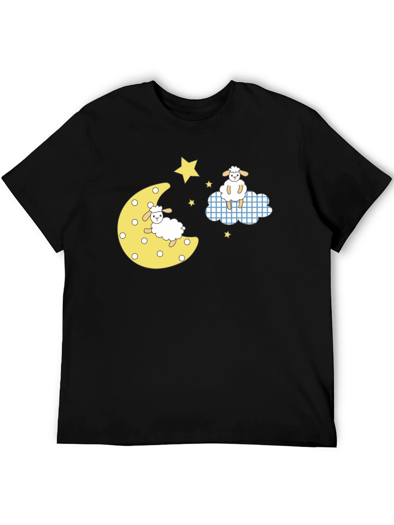 Dreamy Sheep Graphic Tee - Black Cotton T-Shirt