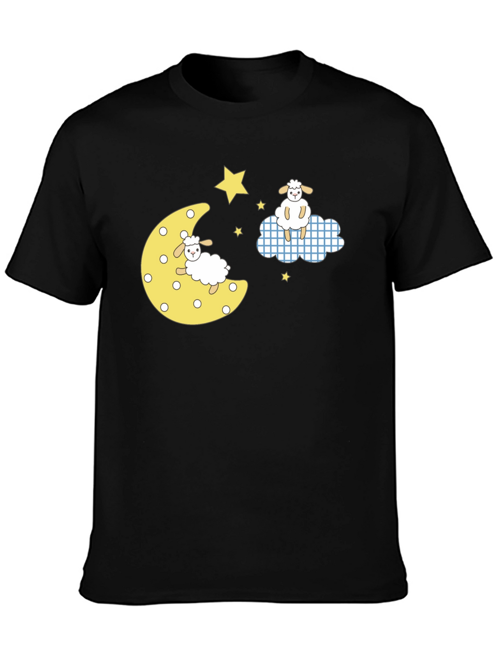 Dreamy Sheep Graphic Tee - Black Cotton T-Shirt