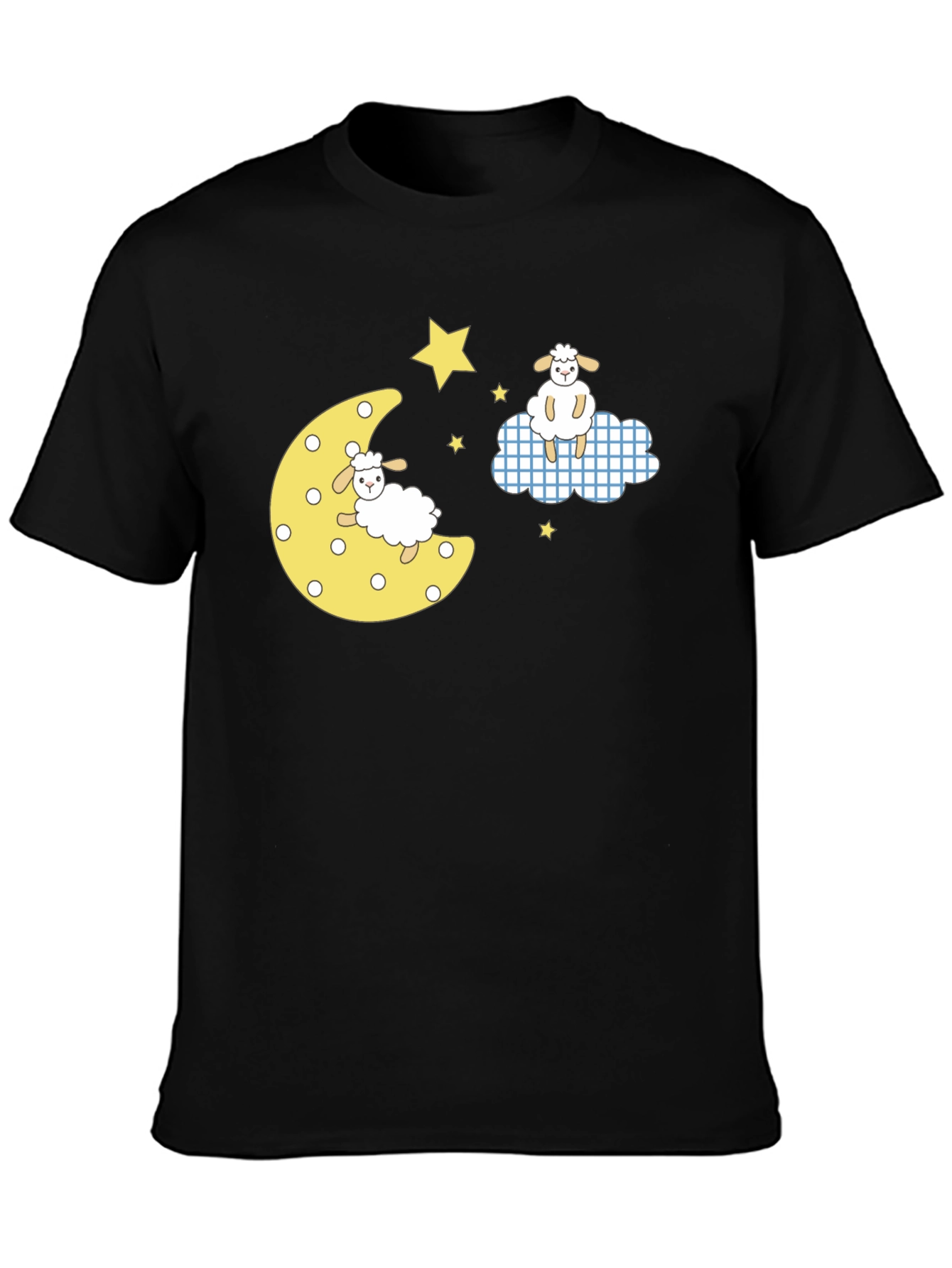 Dreamy Sheep Graphic Tee - Black Cotton T-Shirt