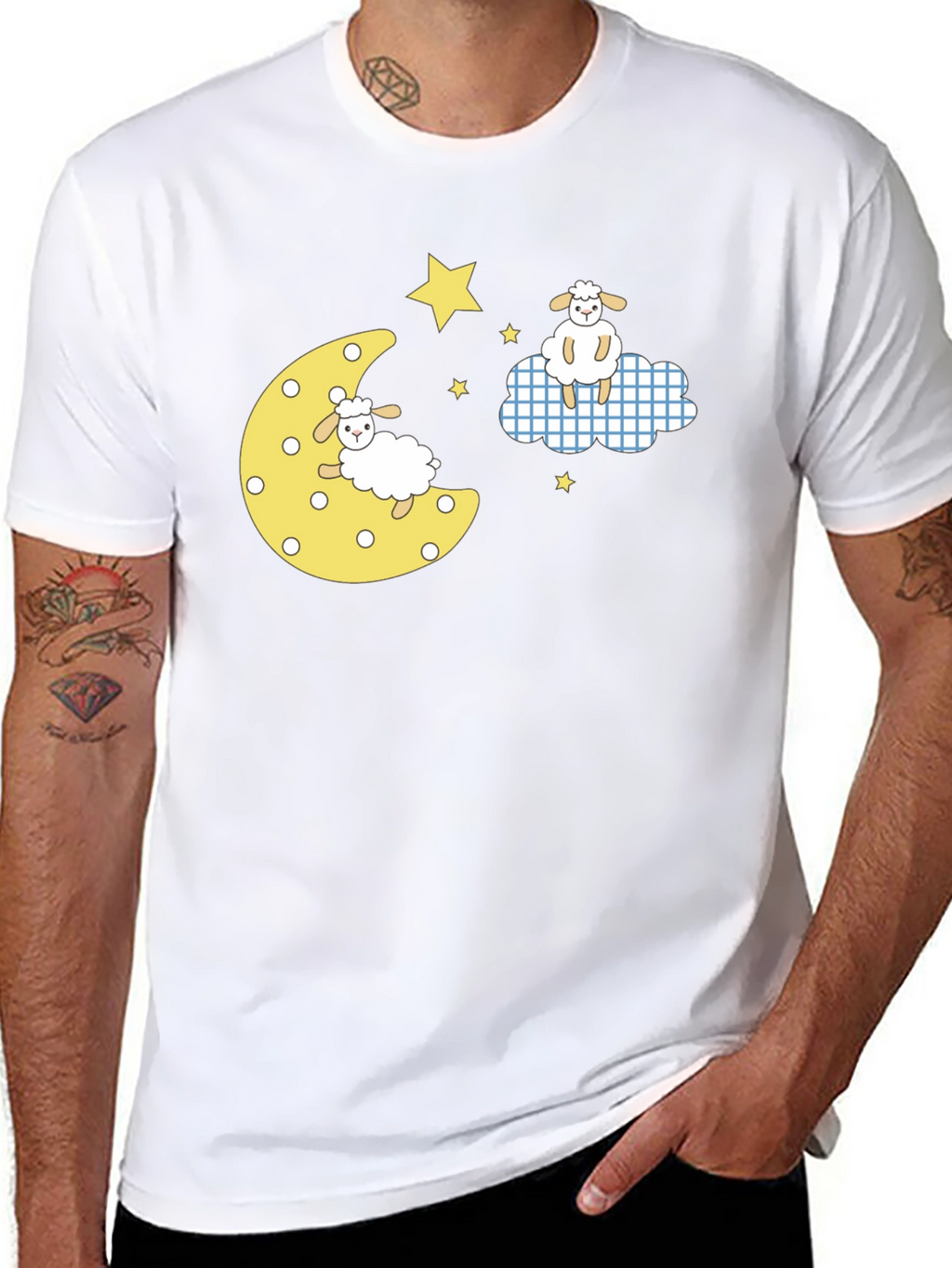 Dreamy Sheep Graphic Tee - Black Cotton T-Shirt