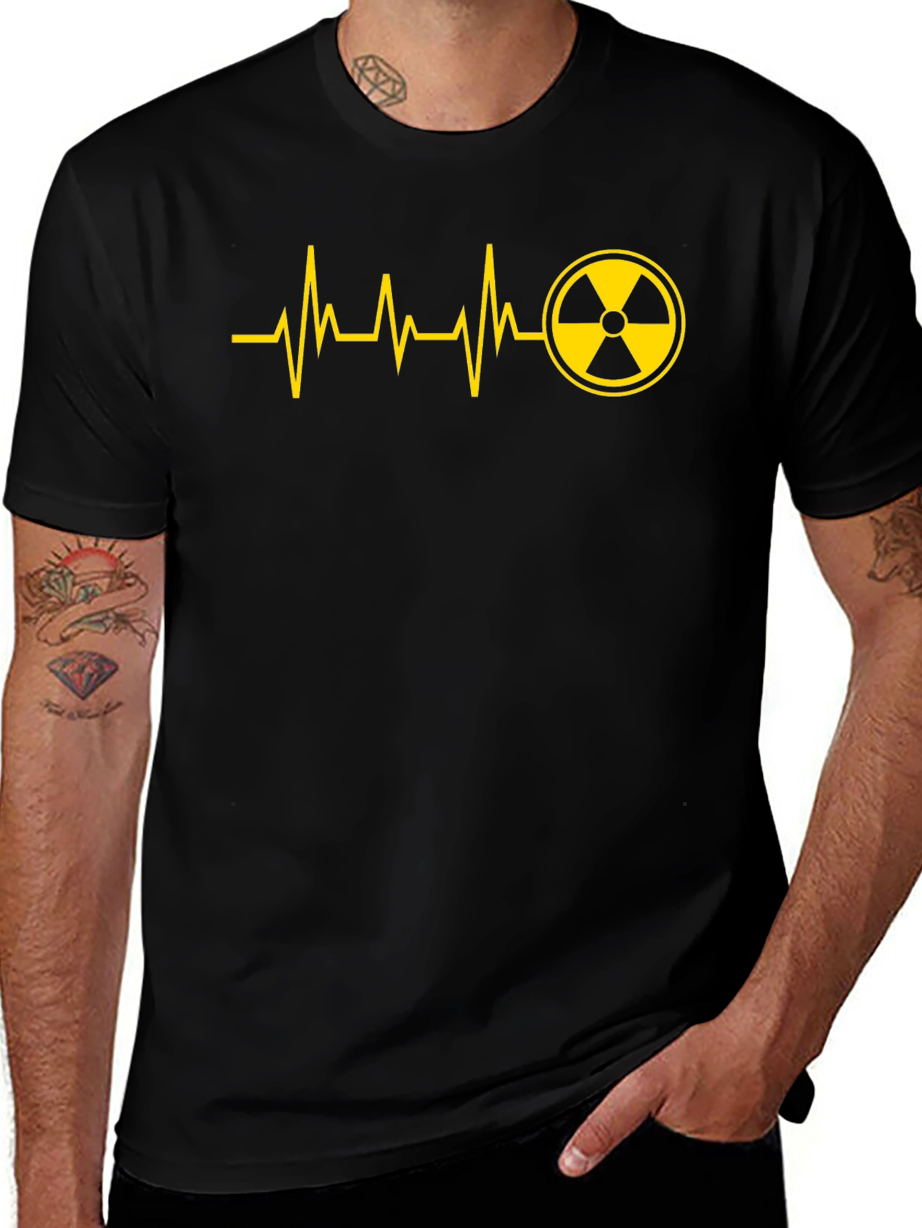 Radioactive Heartbeat Graphic Tee - Black