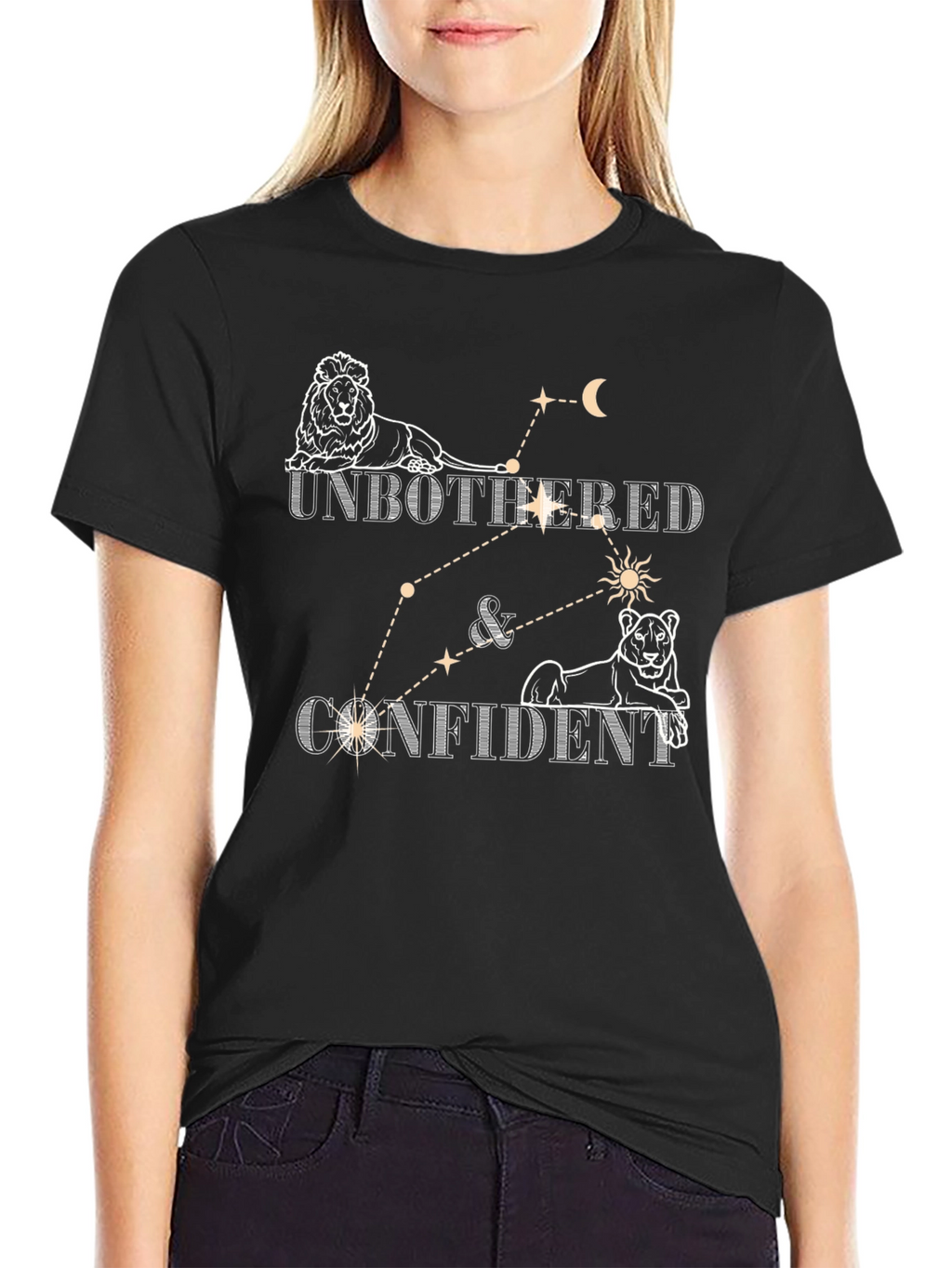 Unbothered & Confident Lion Constellation Tee