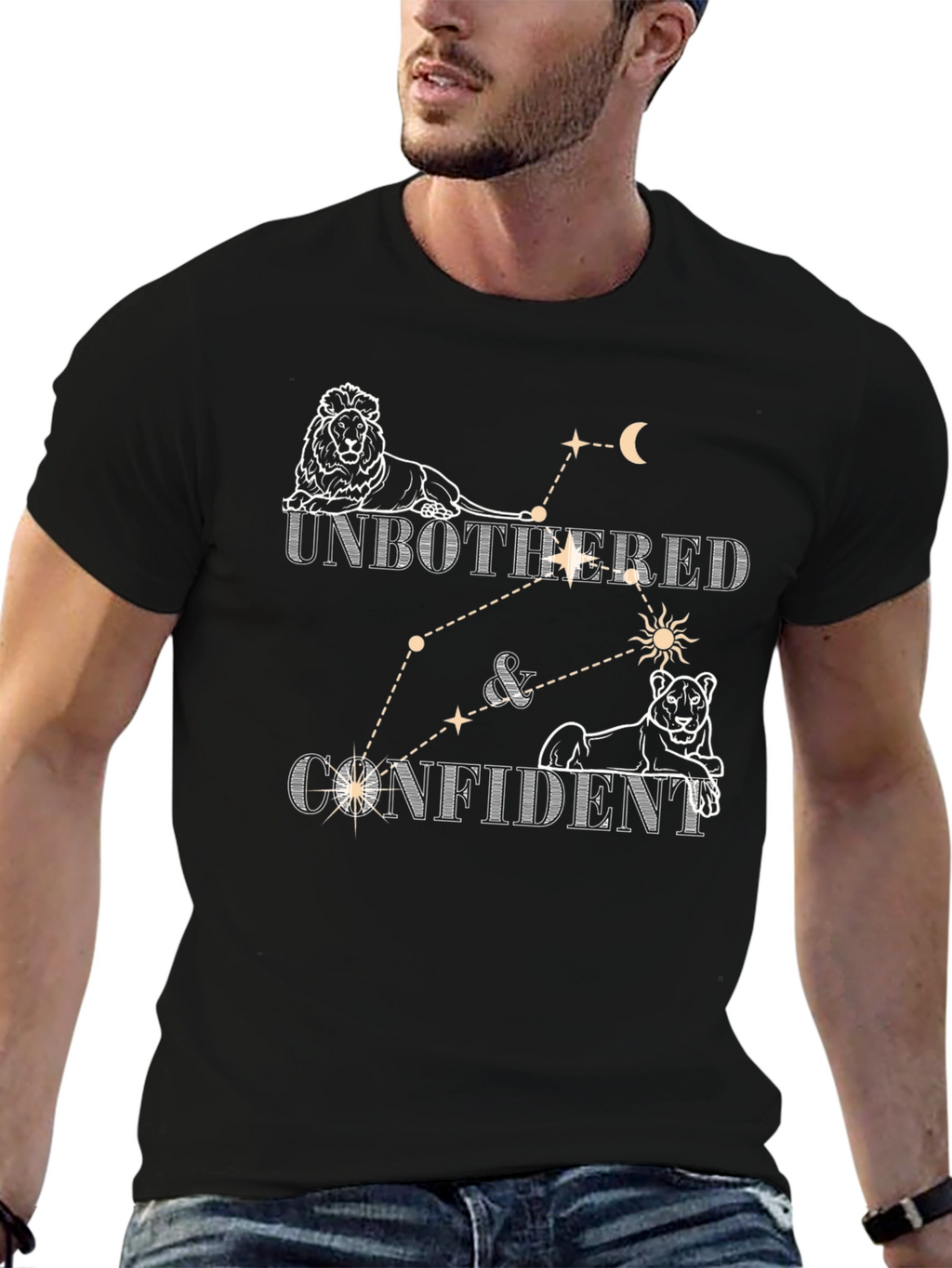 Unbothered & Confident Lion Constellation Tee