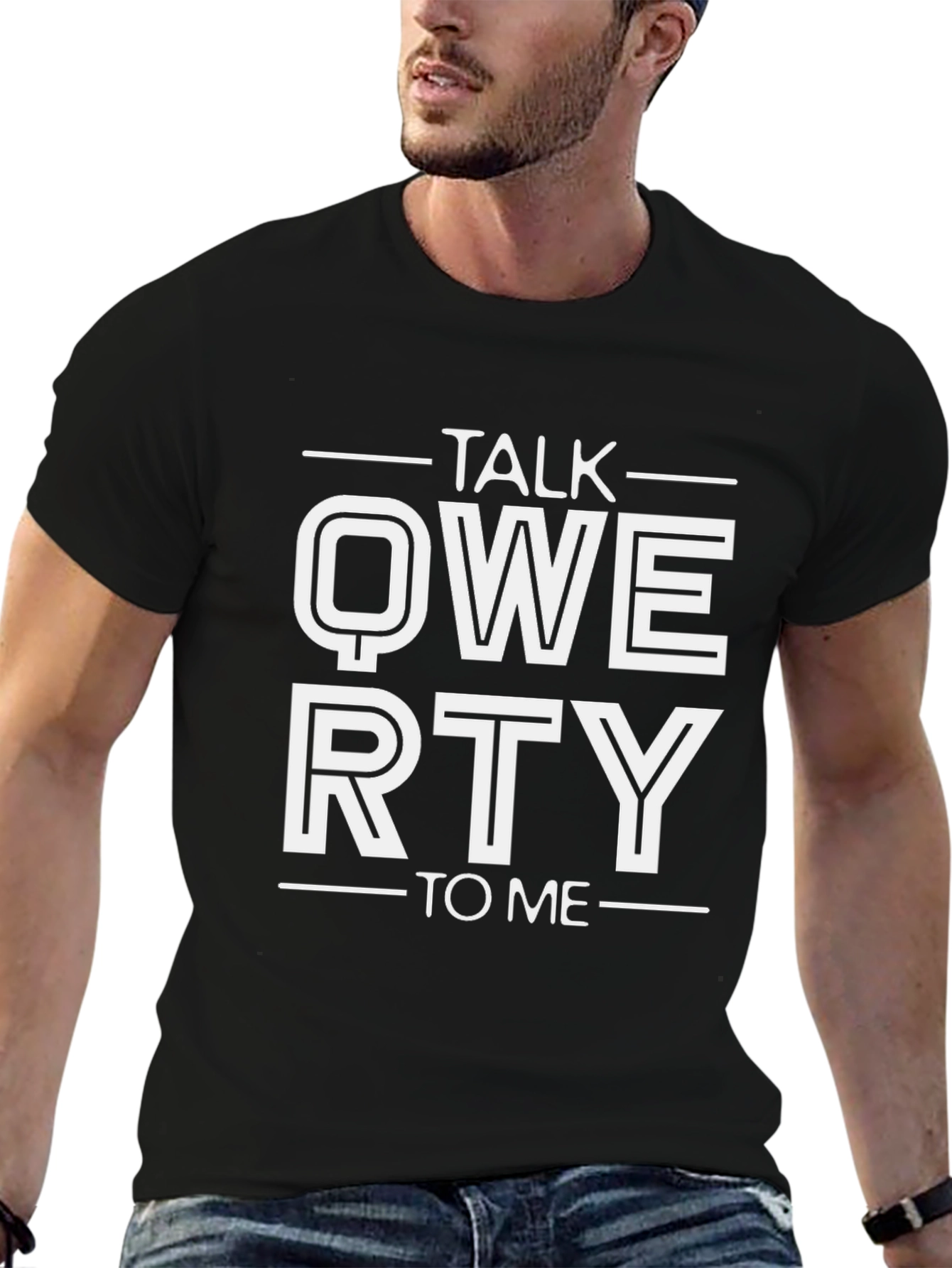 Talk QWERTY To Me Graphic T-Shirt - Black