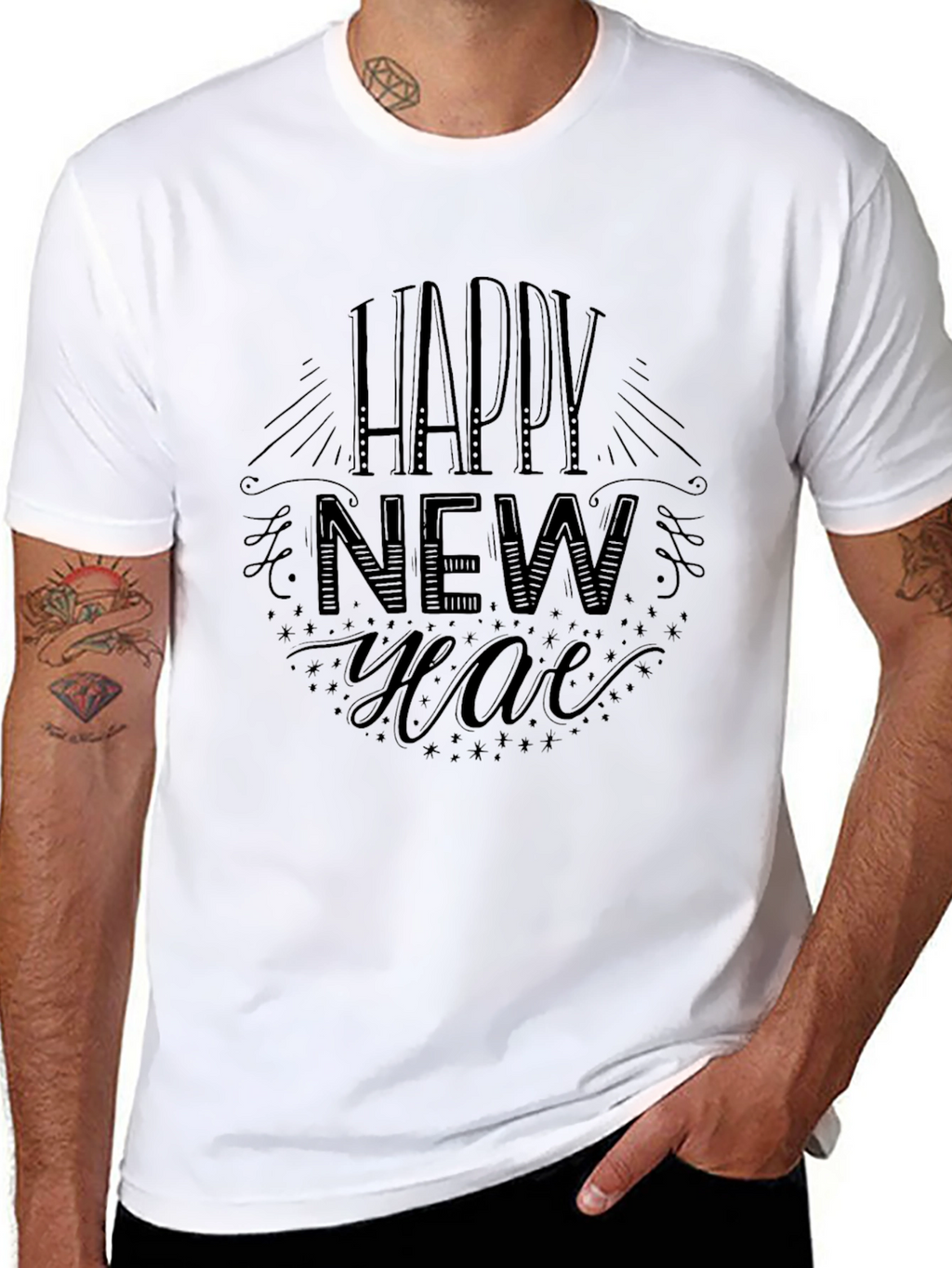 Happy New Year Black Graphic Tee
