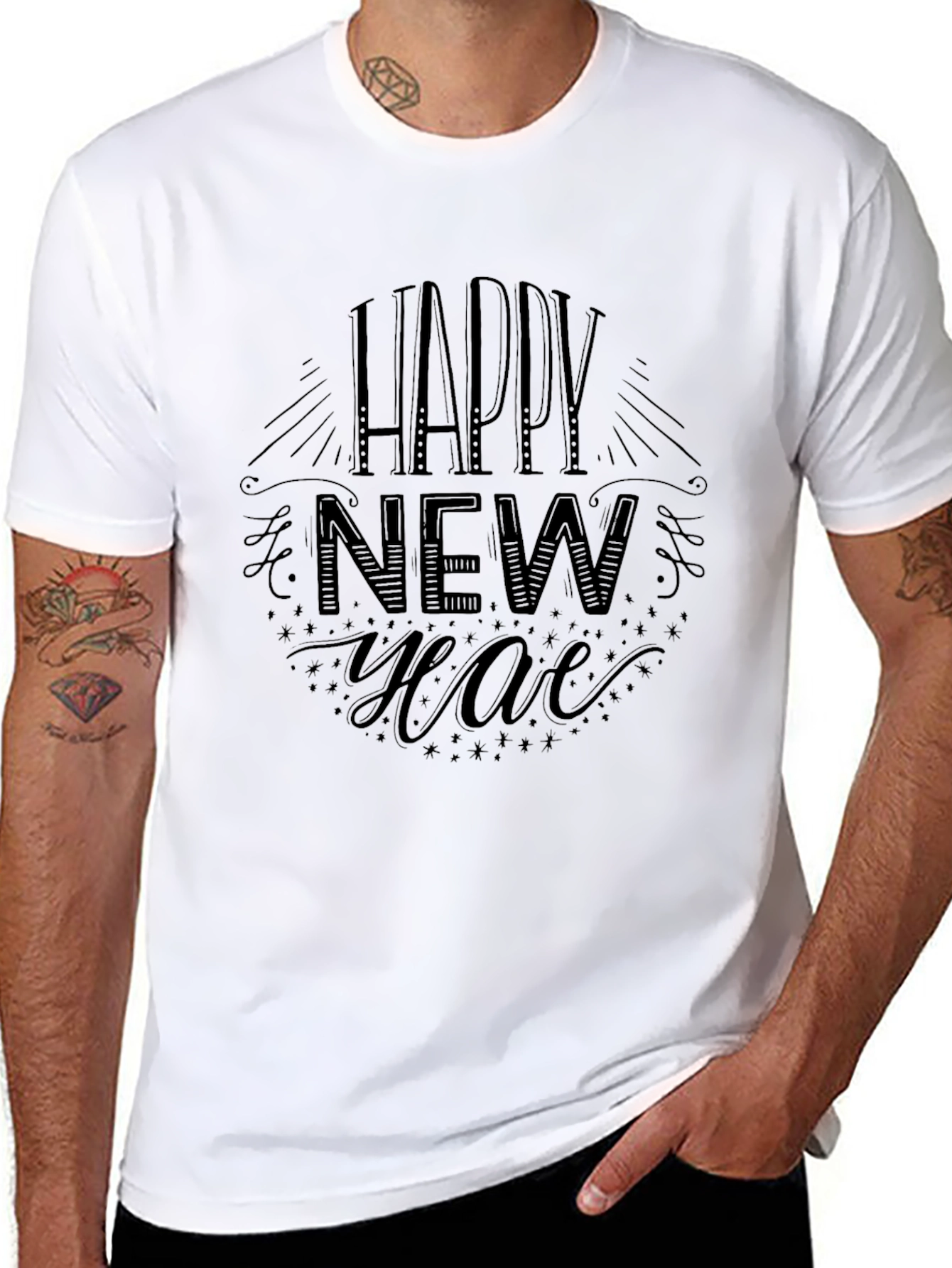 Happy New Year Black Graphic Tee