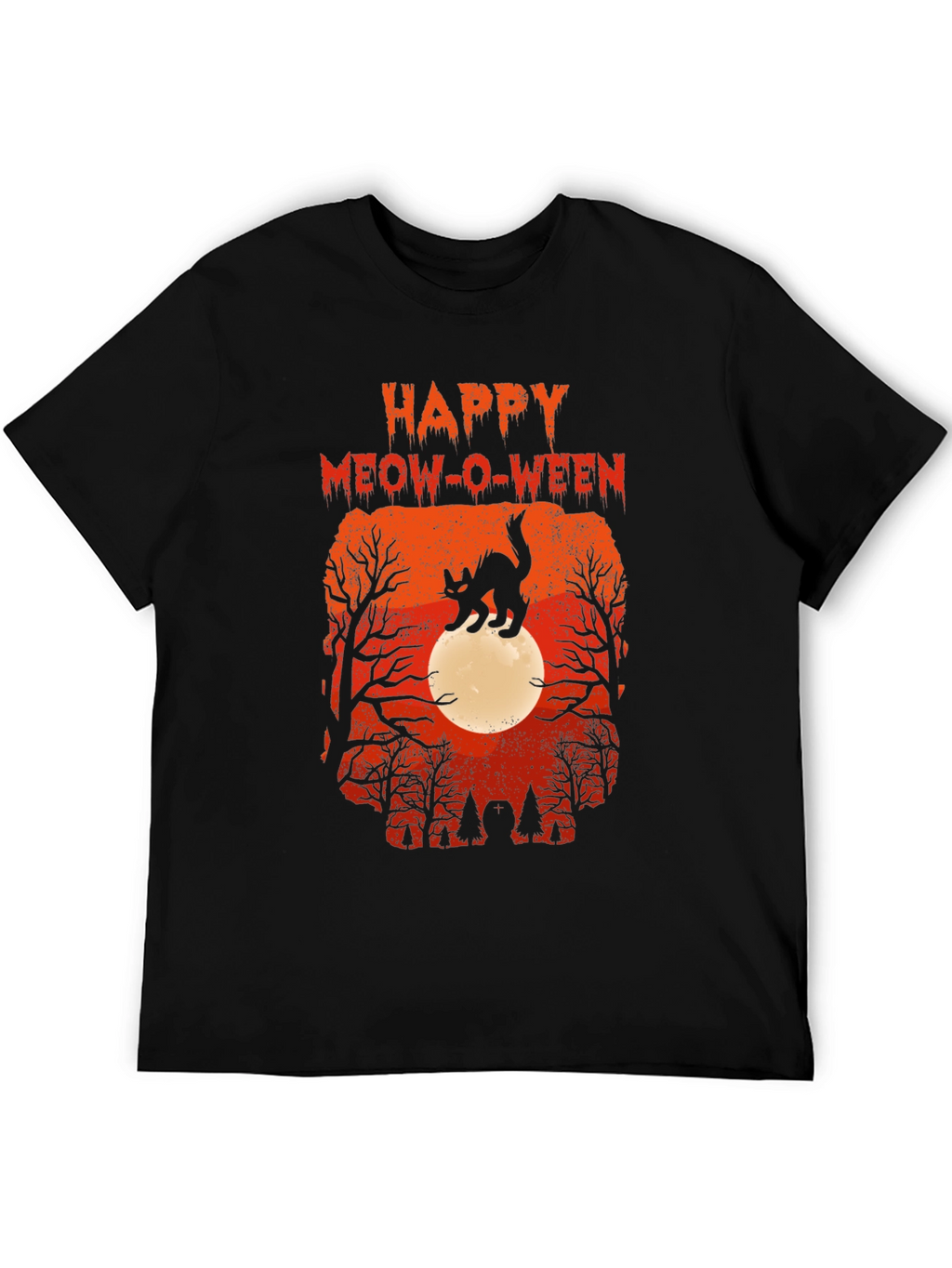 Happy Meow-O-Ween Black Cat Graphic Tee