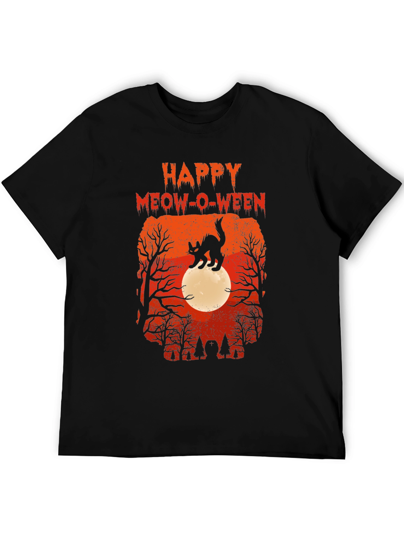 Happy Meow-O-Ween Black Cat Graphic Tee