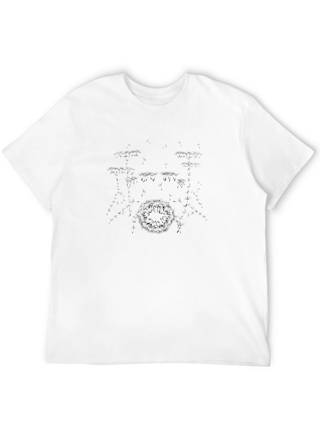 Mens Black Crewneck T-Shirt with Drum Kit Design