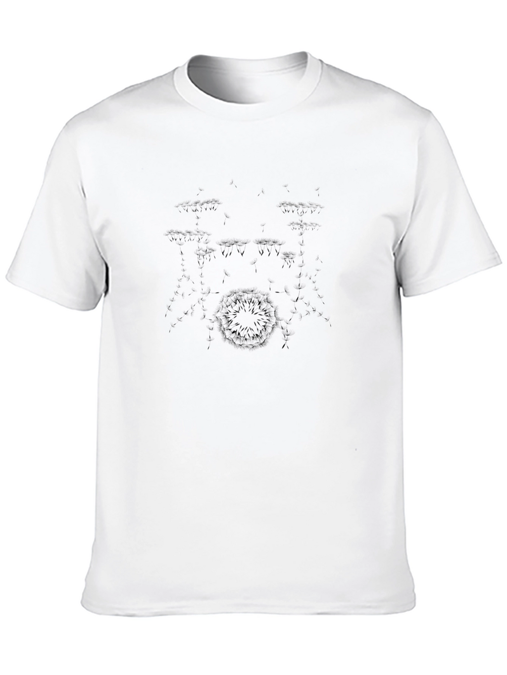 Mens Black Crewneck T-Shirt with Drum Kit Design