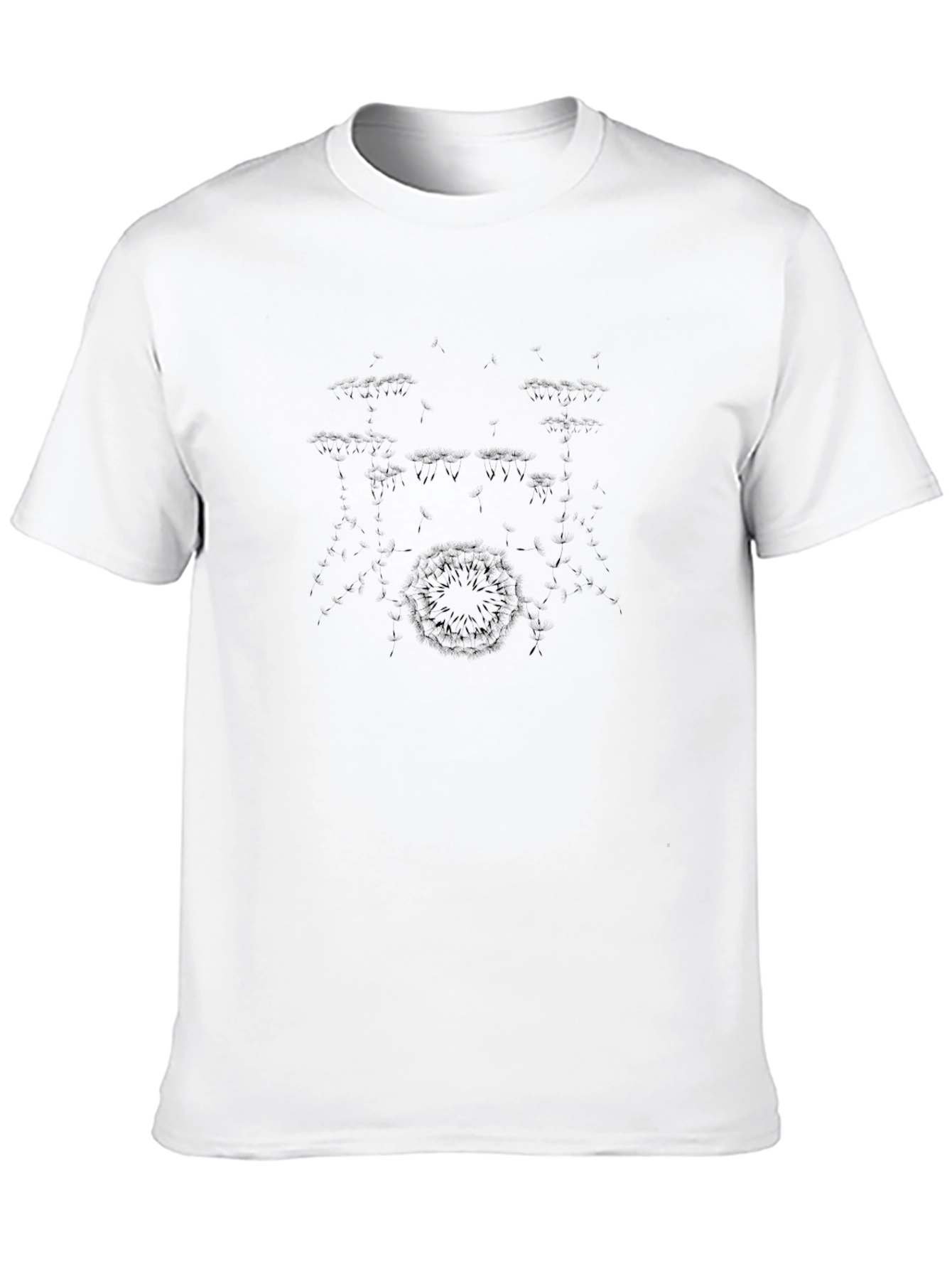 Mens Black Crewneck T-Shirt with Drum Kit Design