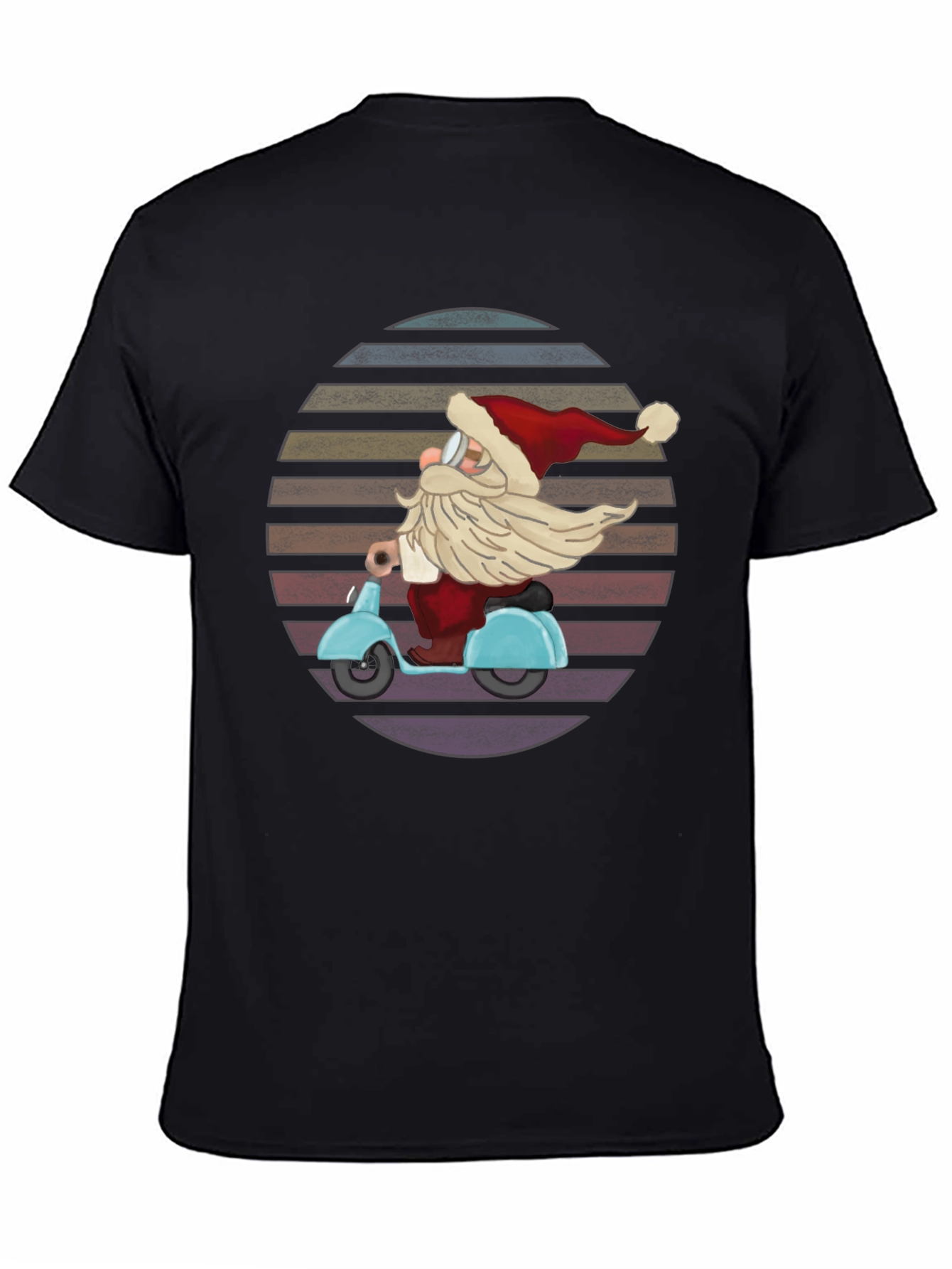 Santa Scooter Graphic Tee - Retro Christmas Style