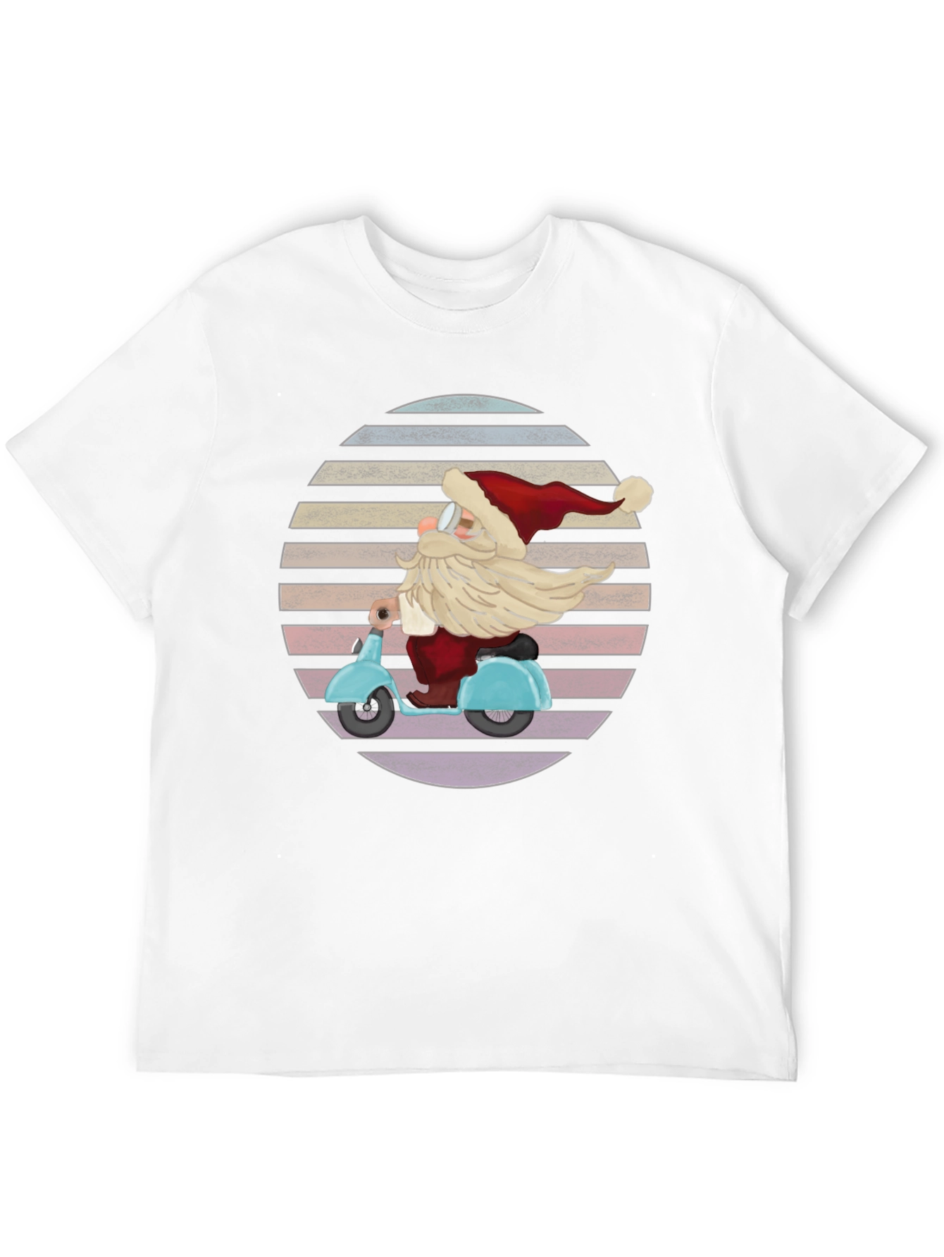 Santa Scooter Graphic Tee - Retro Christmas Style
