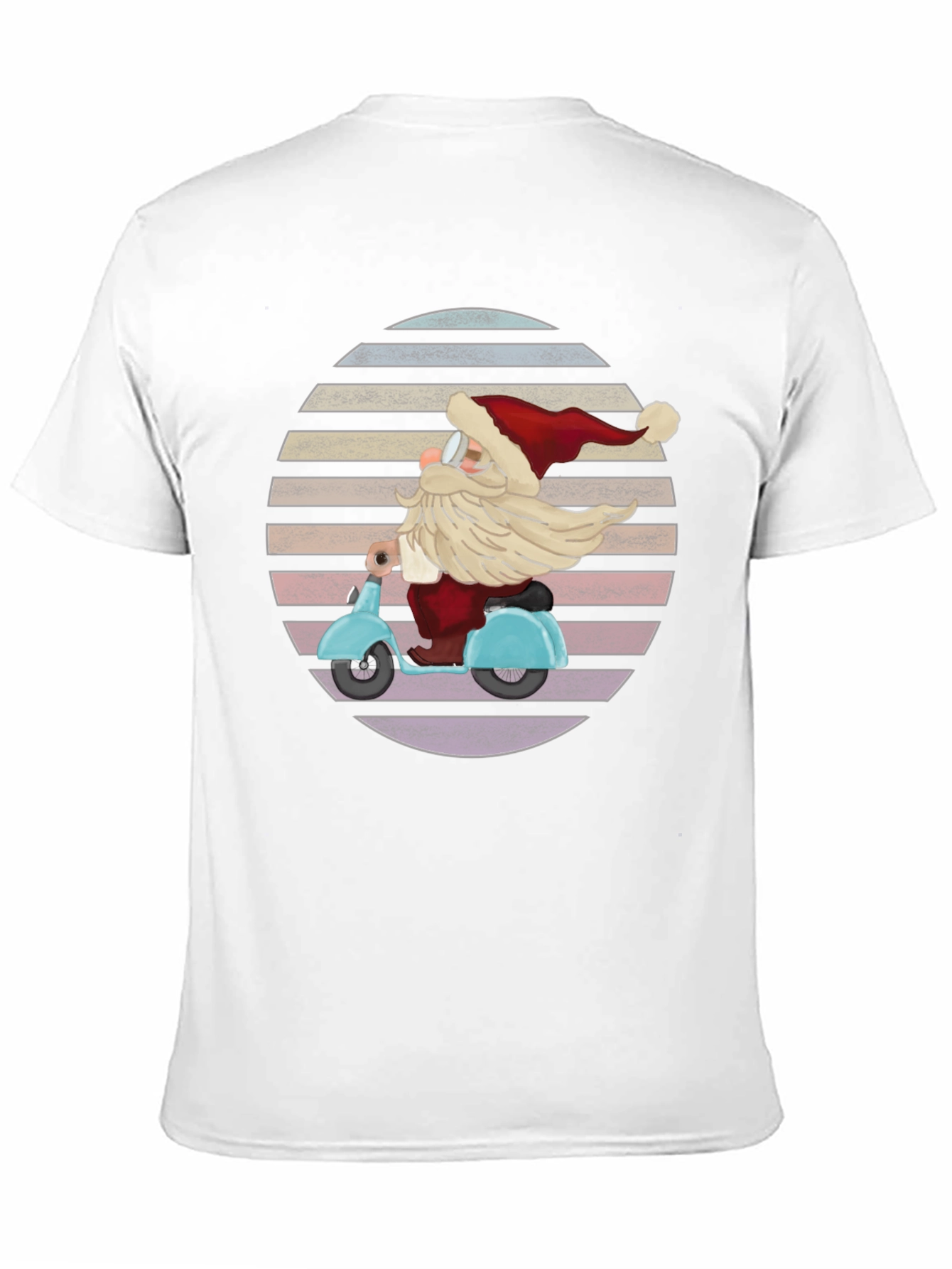 Santa Scooter Graphic Tee - Retro Christmas Style