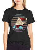 Santa Scooter Graphic Tee - Retro Christmas Style