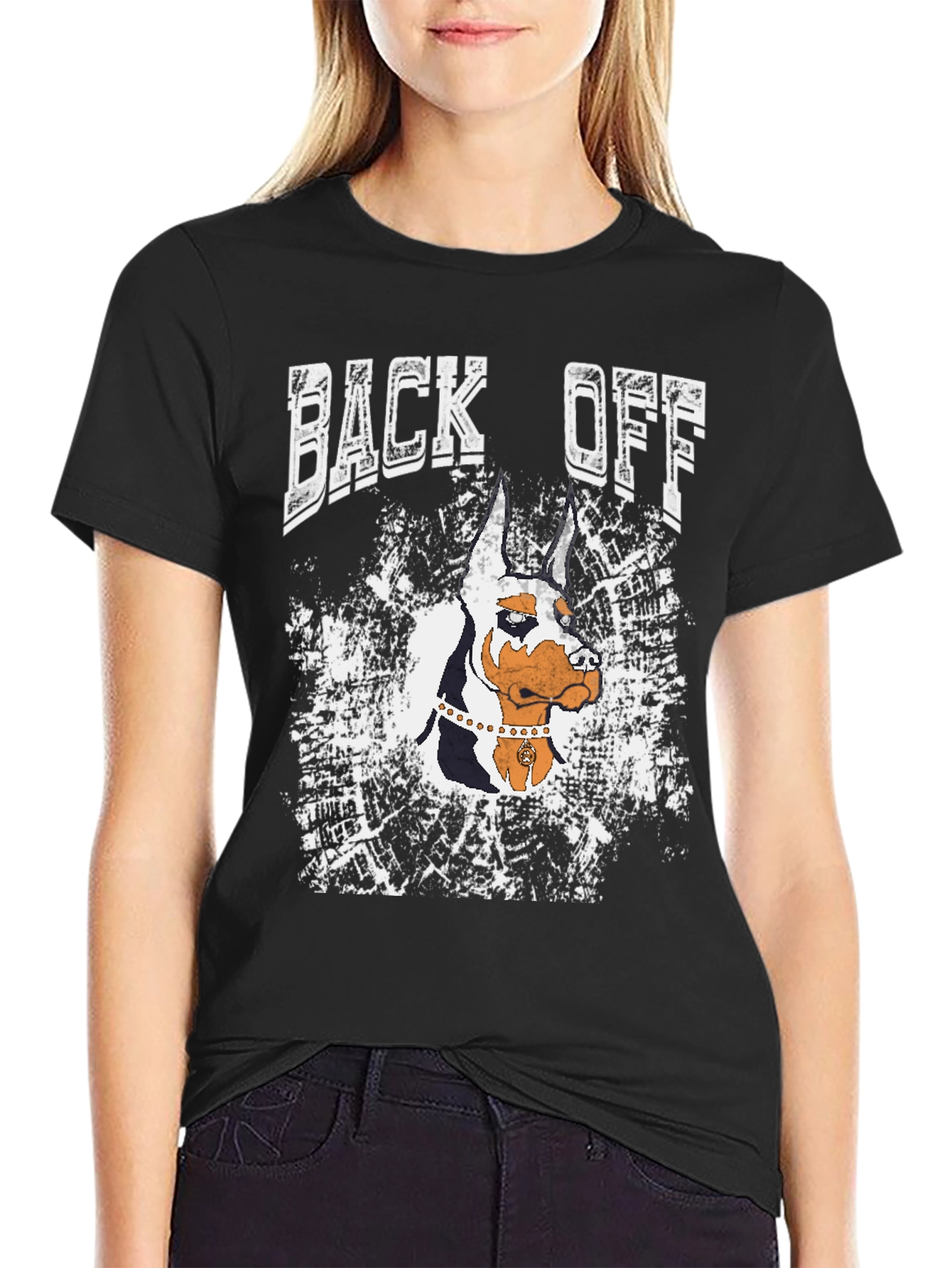 Back Off Doberman Graphic T-Shirt - Black