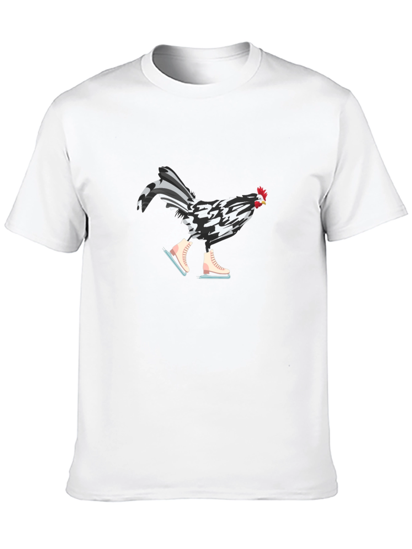 Funny Chicken on Ice Skates Graphic Tee