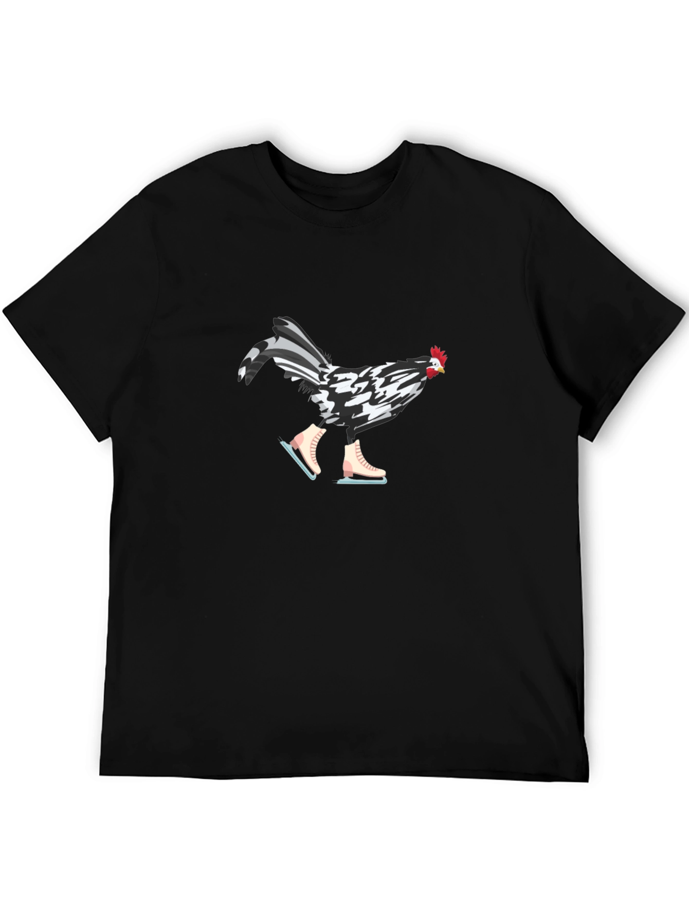 Funny Chicken on Ice Skates Graphic Tee