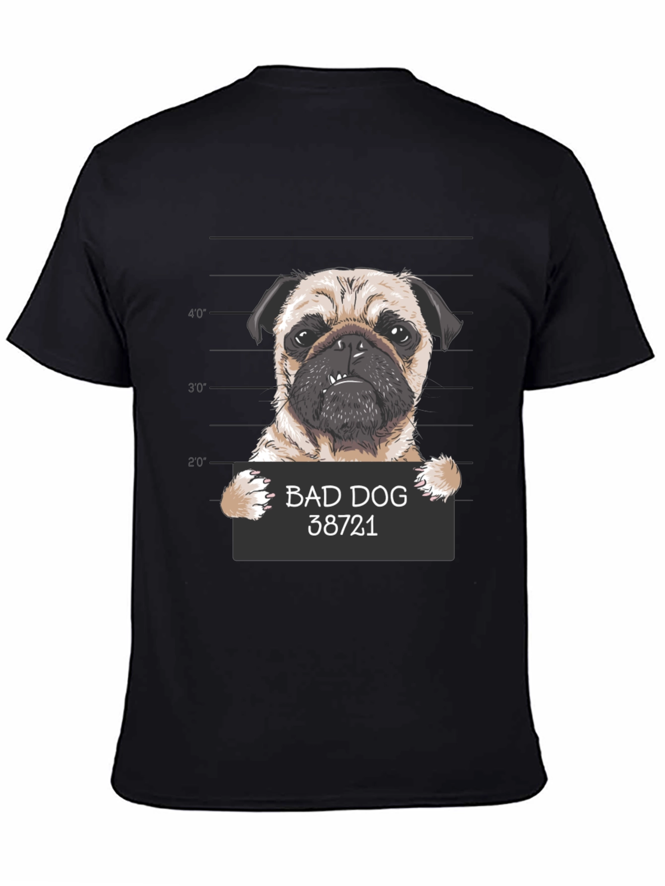 Bad Dog Pug Mugshot T-Shirt - Funny Dog Lover Tee