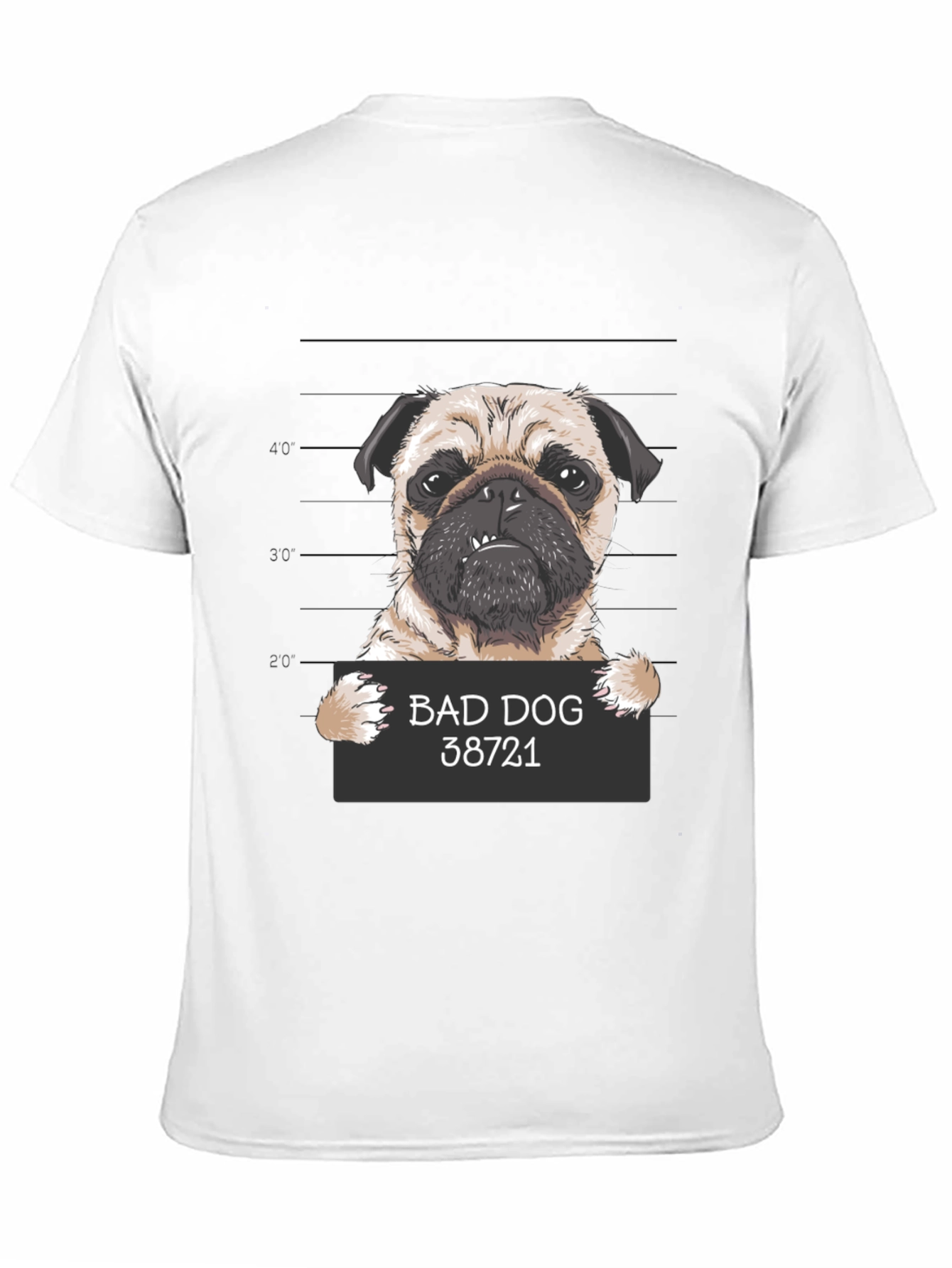 Bad Dog Pug Mugshot T-Shirt - Funny Dog Lover Tee