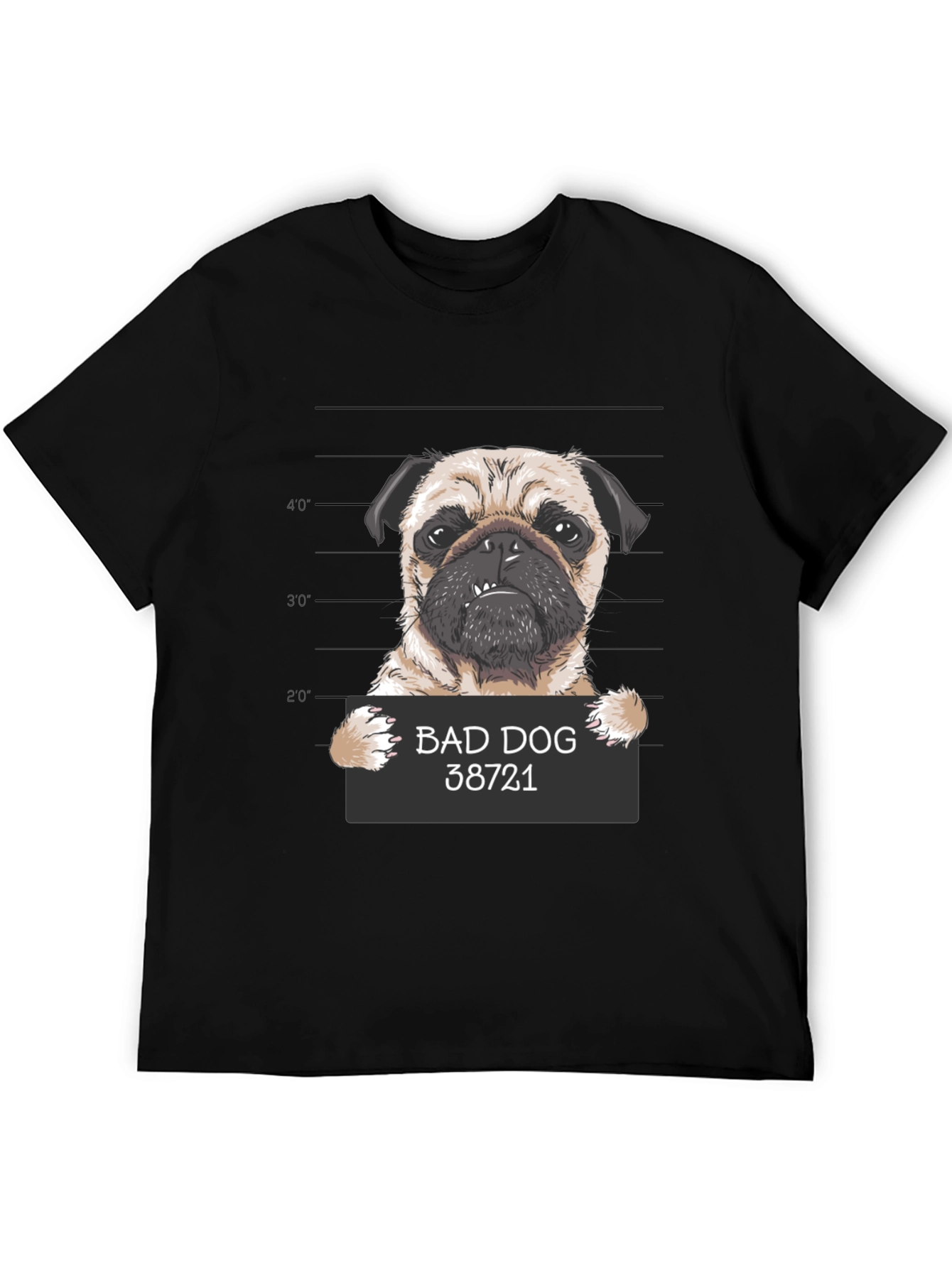 Bad Dog Pug Mugshot T-Shirt - Funny Dog Lover Tee