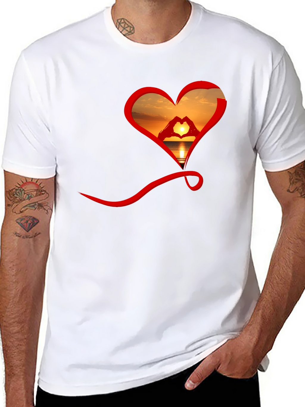 Sunset Heart Graphic Tee - Soft Cotton Blend