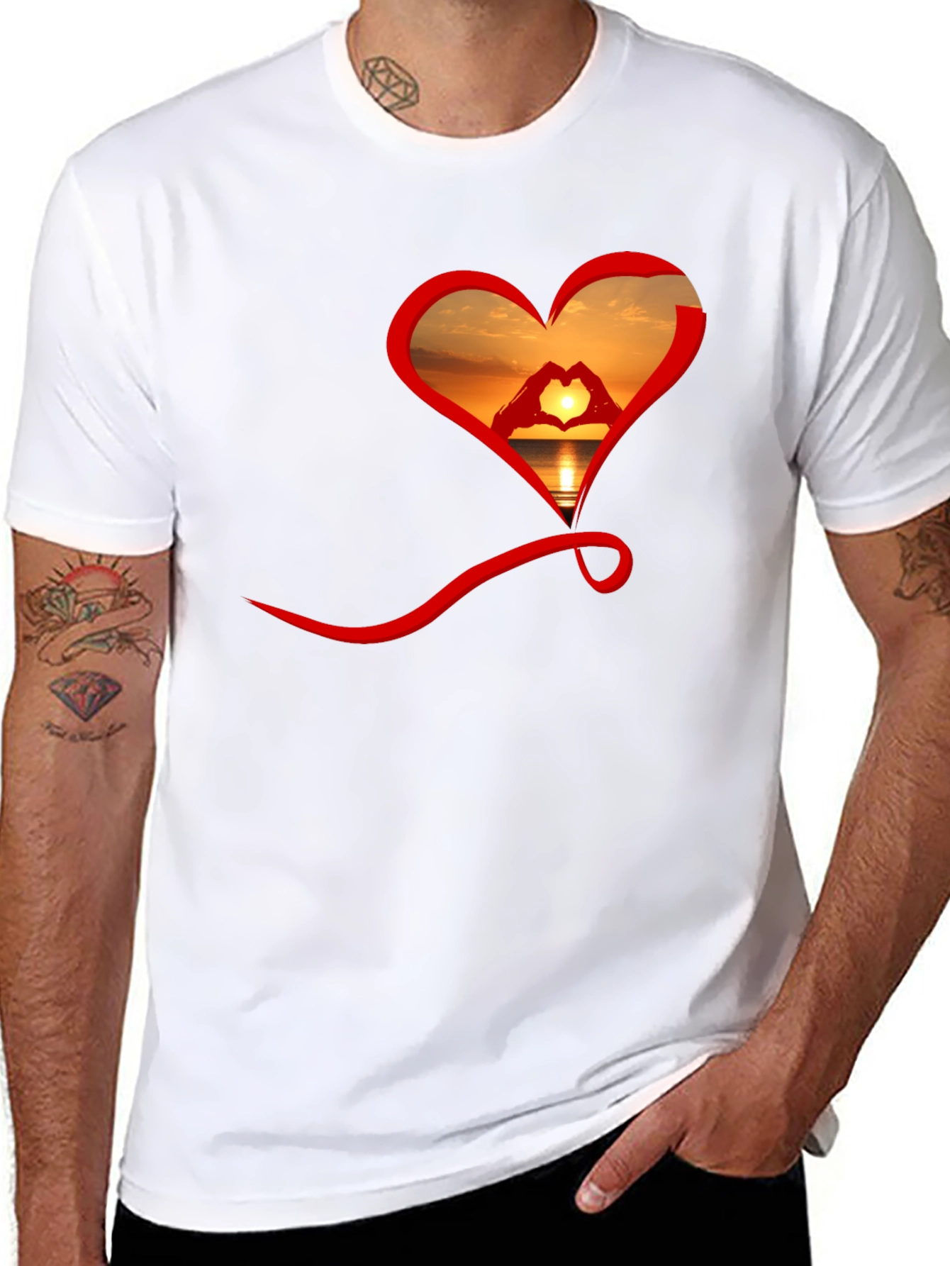 Sunset Heart Graphic Tee - Soft Cotton Blend