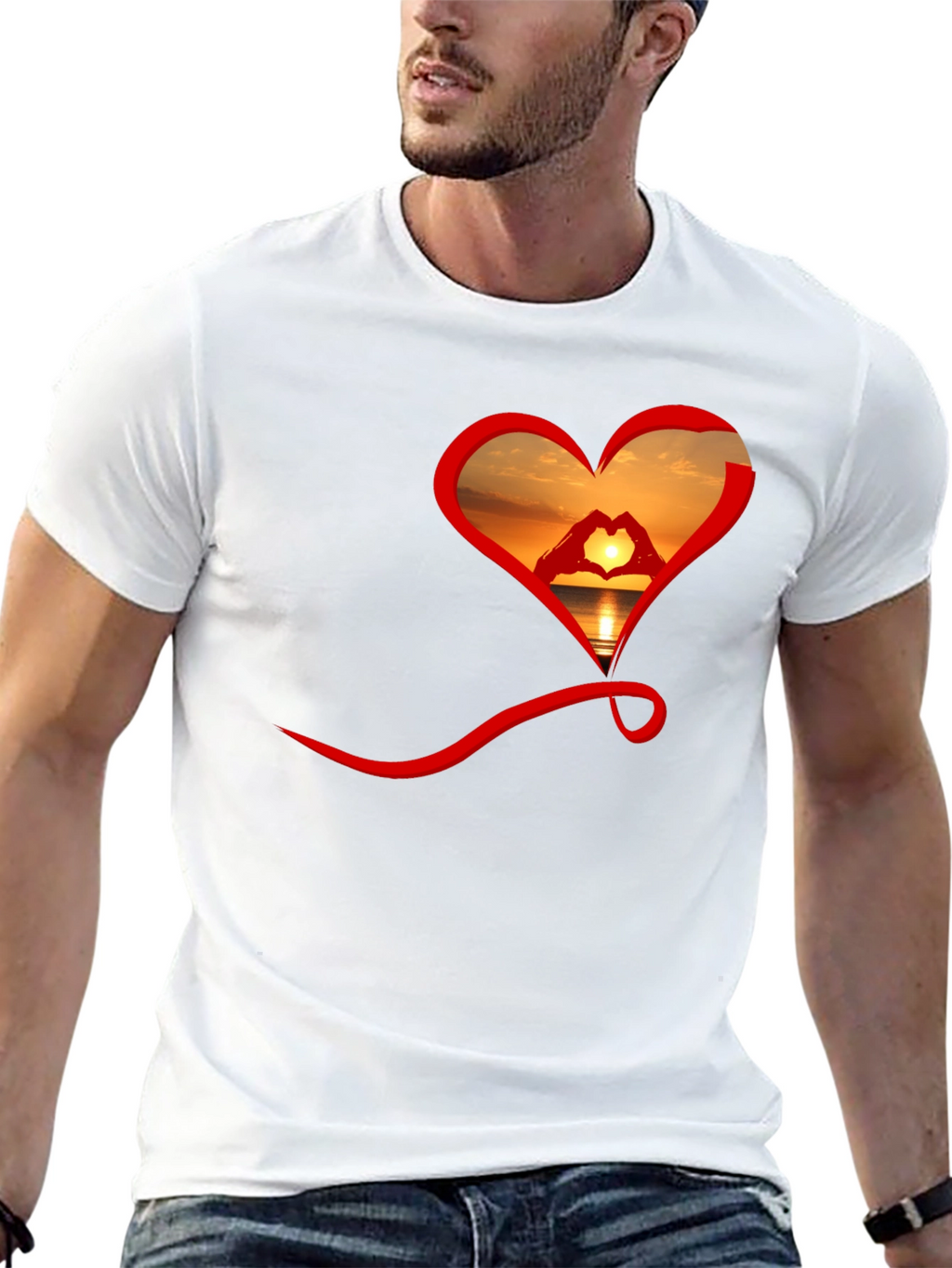 Sunset Heart Graphic Tee - Soft Cotton Blend