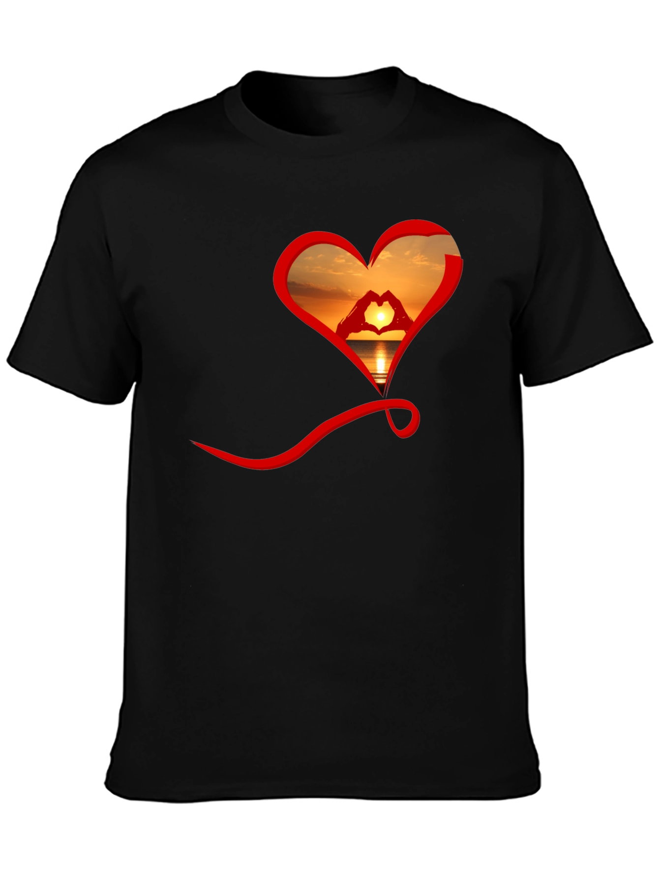 Sunset Heart Graphic Tee - Soft Cotton Blend