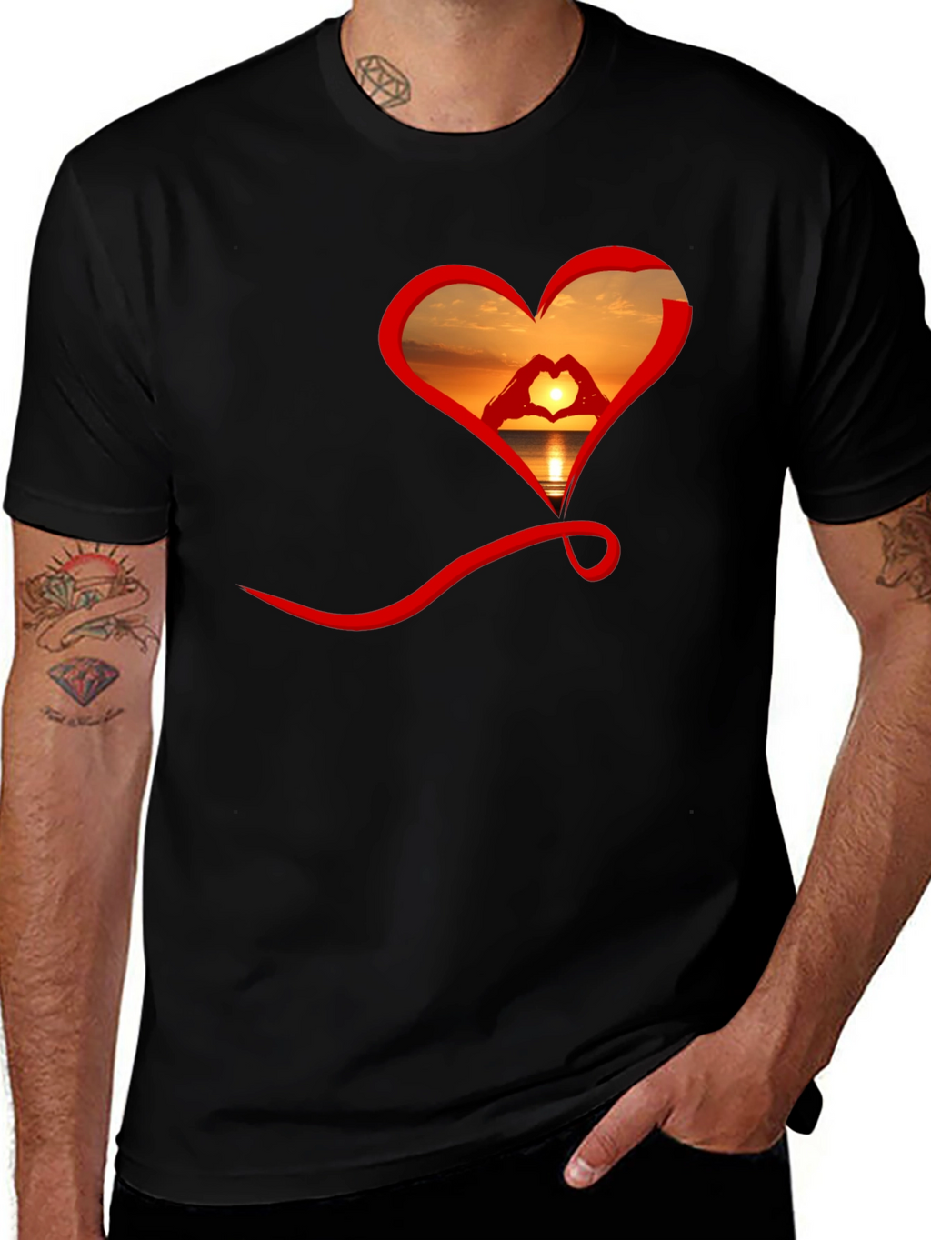 Sunset Heart Graphic Tee - Soft Cotton Blend