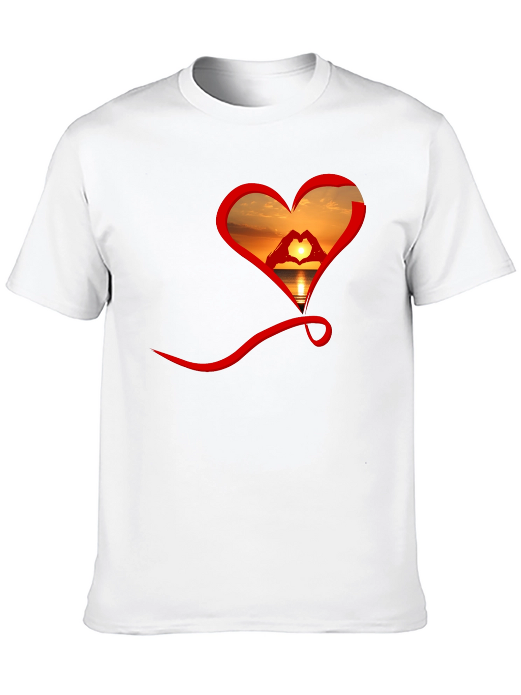 Sunset Heart Graphic Tee - Soft Cotton Blend