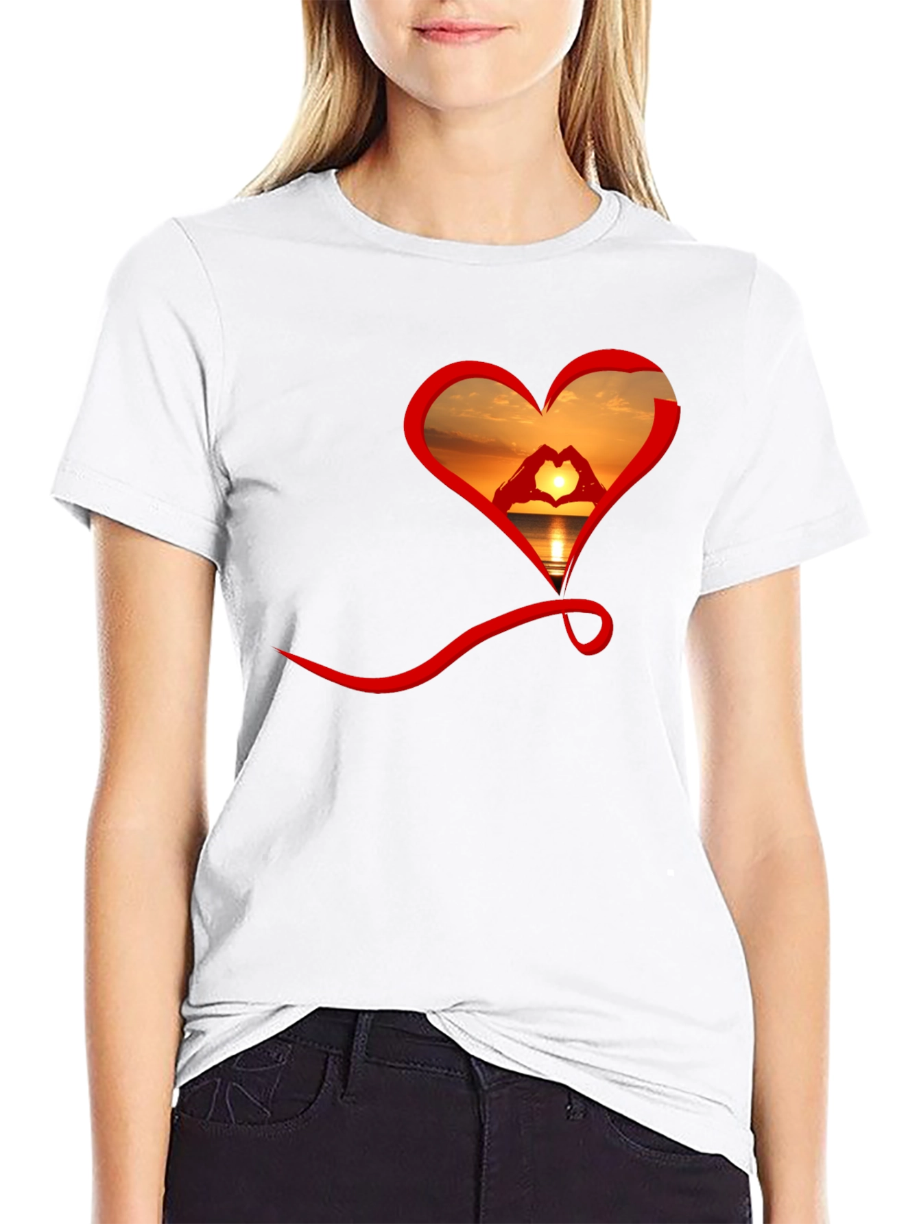 Sunset Heart Graphic Tee - Soft Cotton Blend